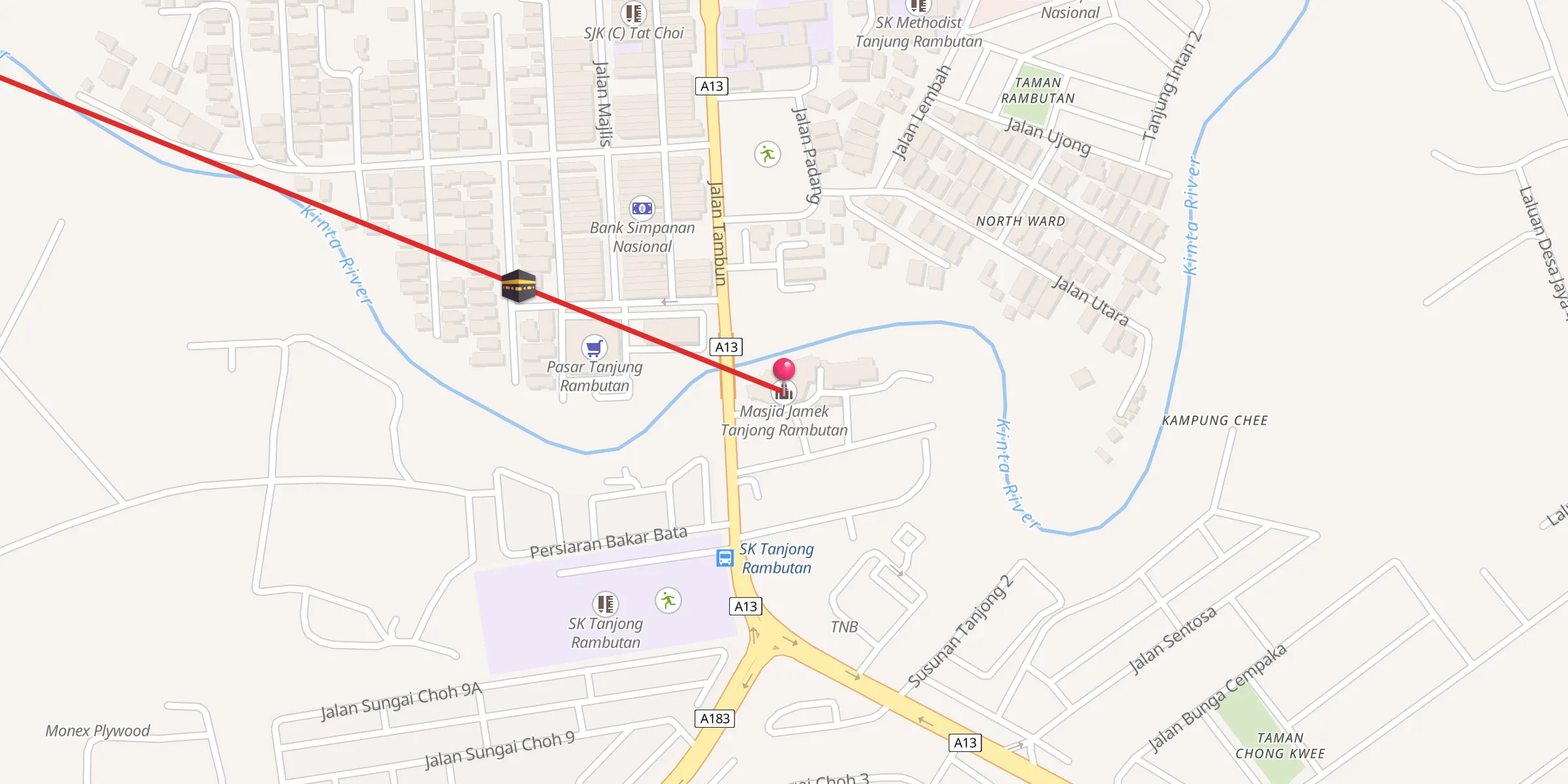 Carte de localisation : Masjid Jamek Tanjong Rambutan