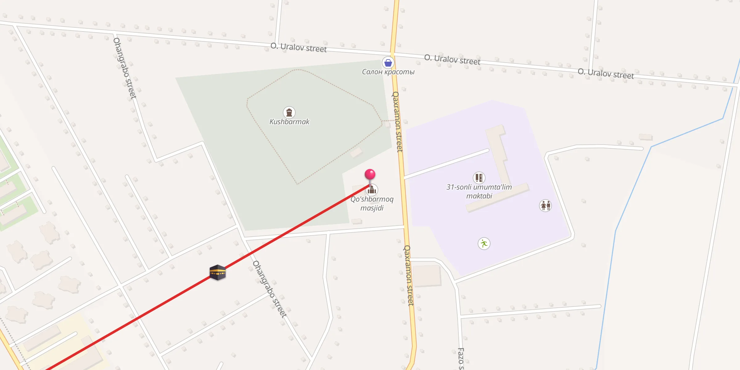 Carte de localisation : Qo'shbarmoq masjidi