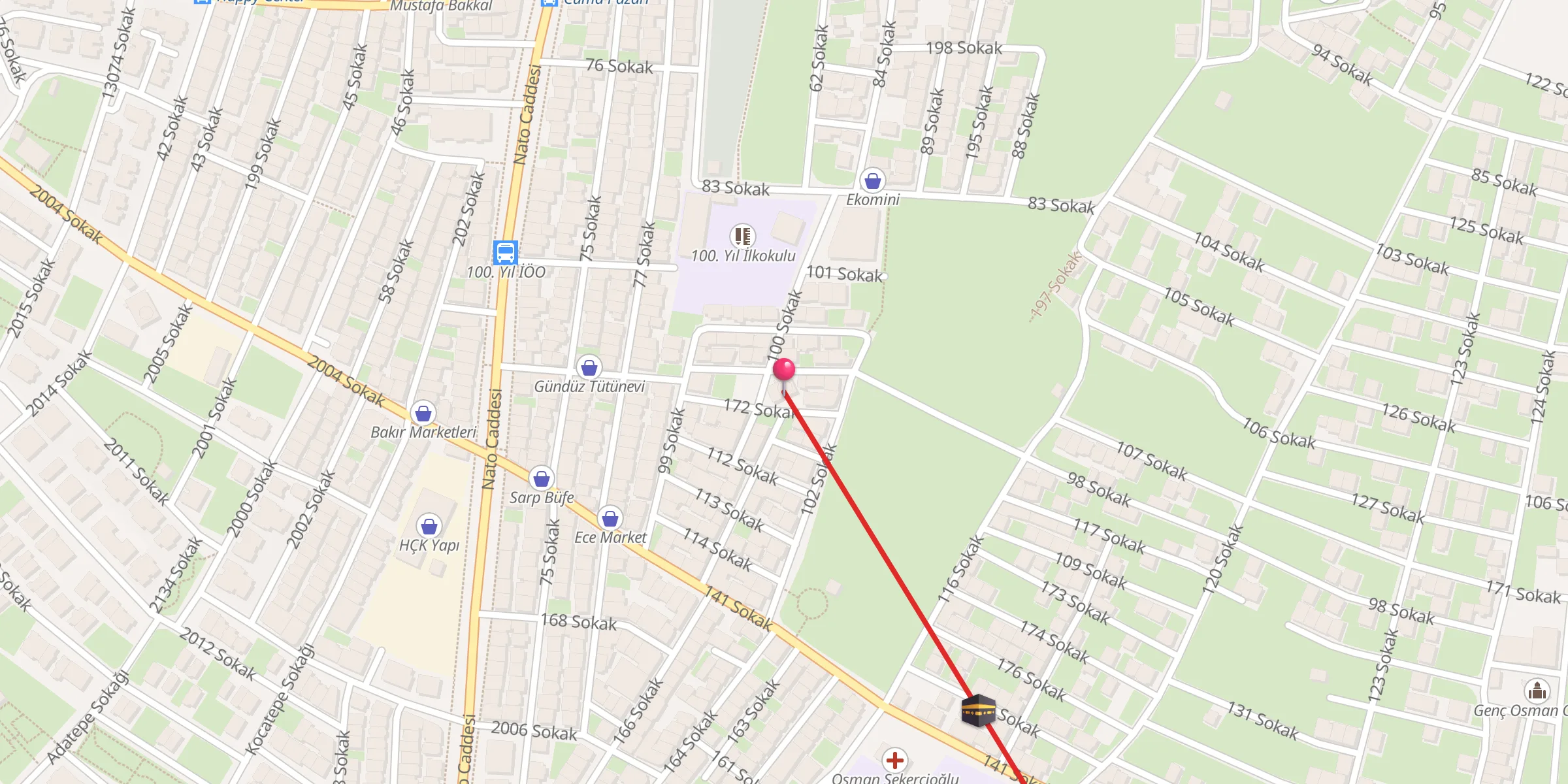 Carte de localisation : 100. Yıl Cami