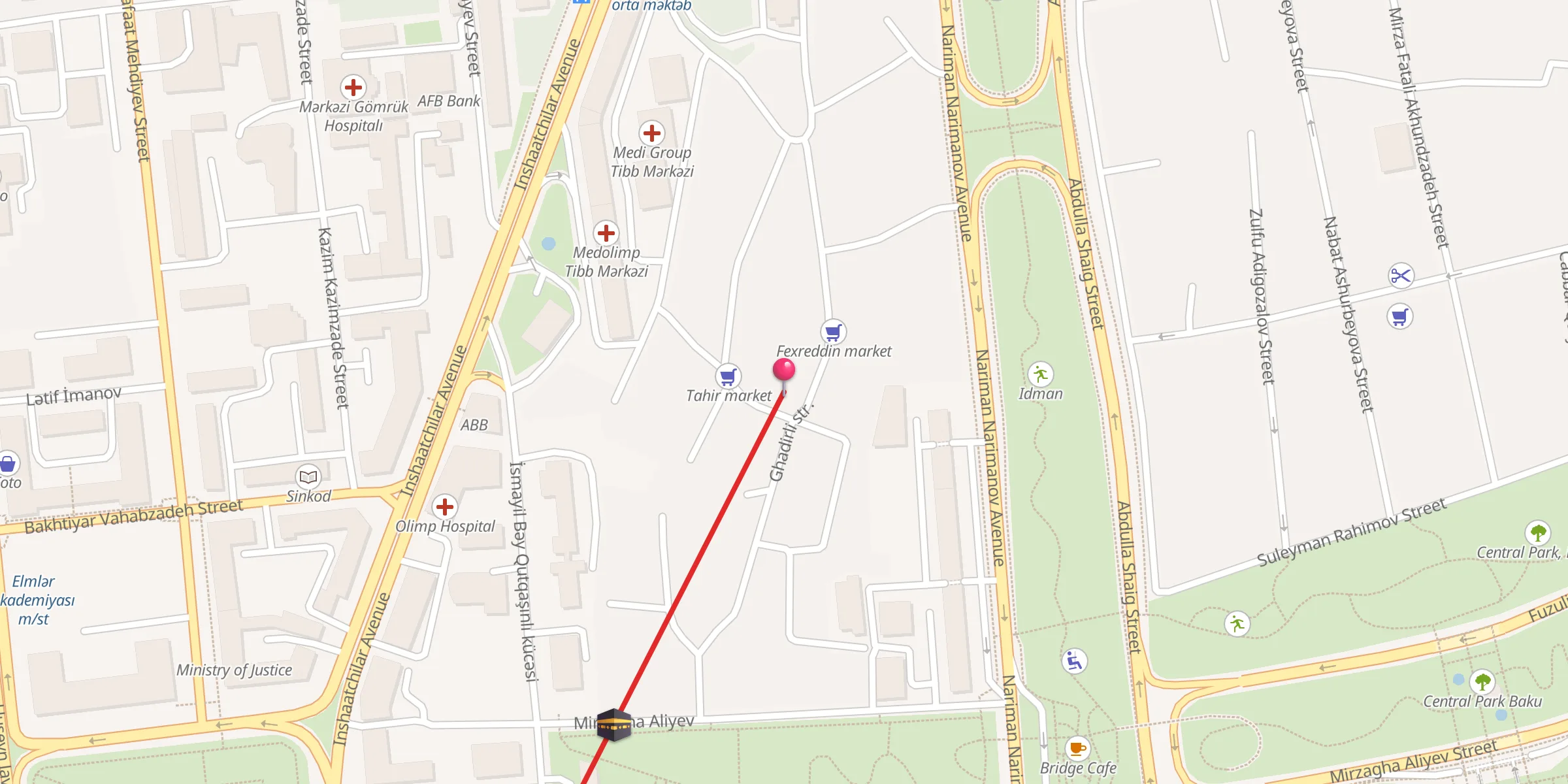Carte de localisation : Şah Hüseyn Məscidi
