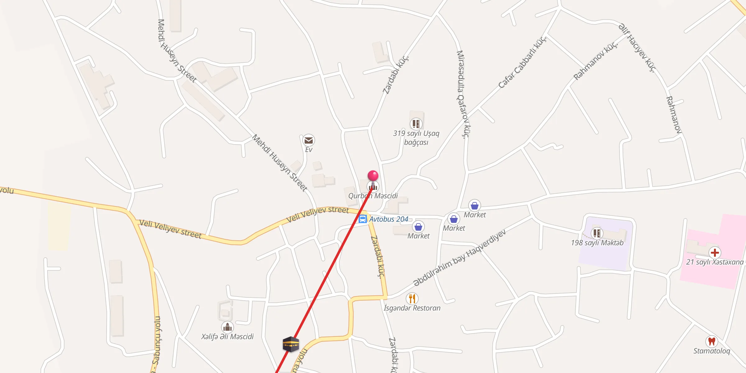 Carte de localisation : Qurban Məscidi