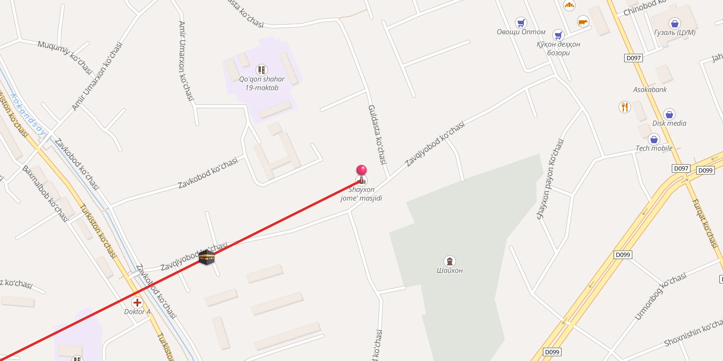Carte de localisation : Shayxon jome' masjidi