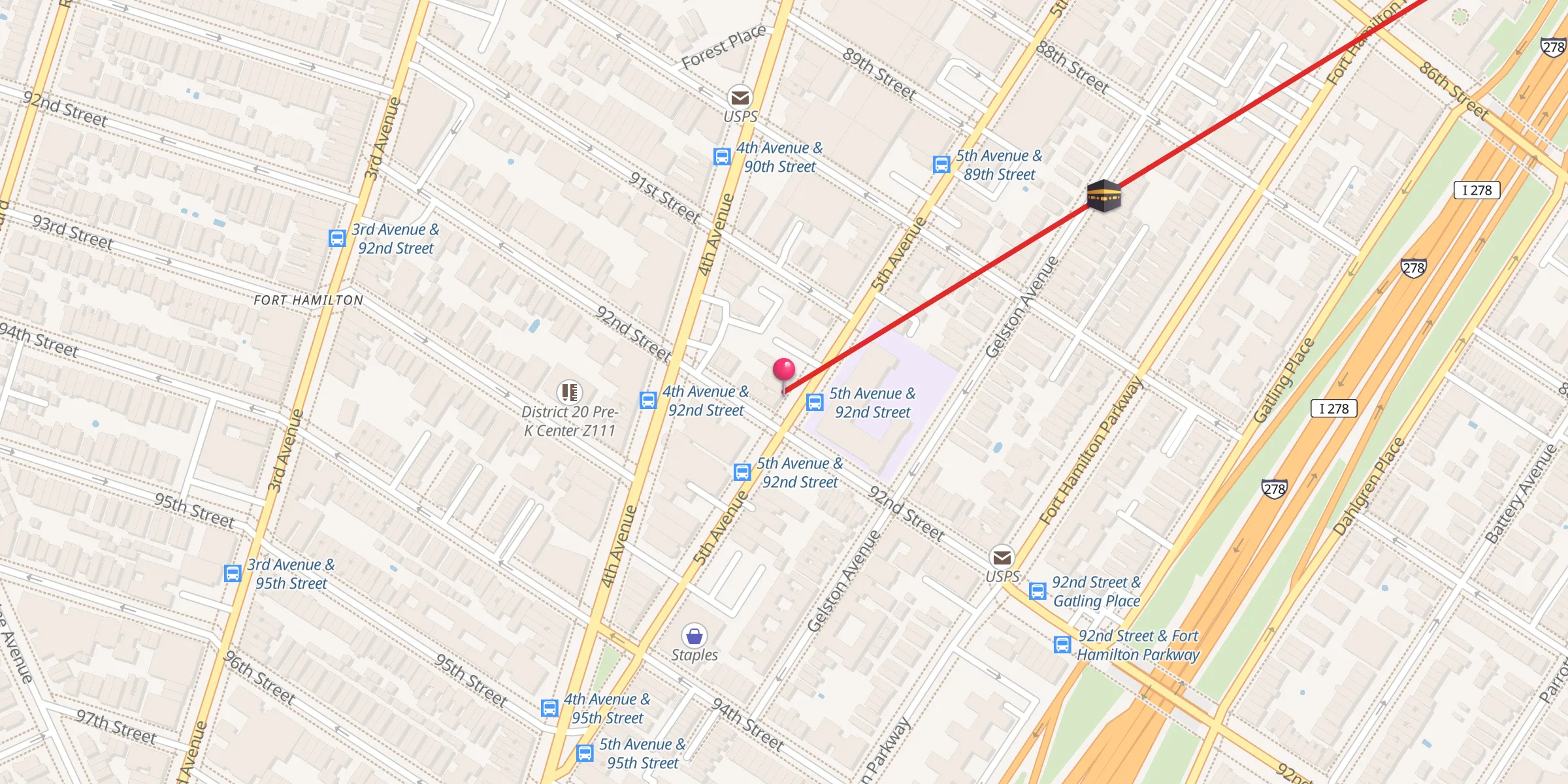 Carte de localisation : Bay Ridge Islamic Center