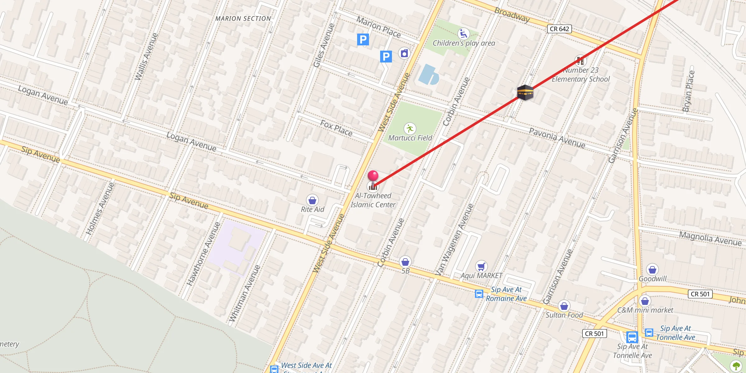 Carte de localisation : Al-Tawheed Islamic Center