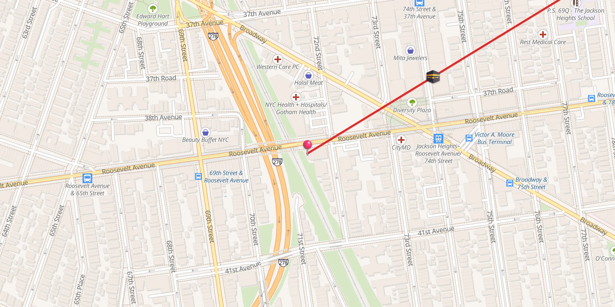 Carte de localisation : Islamic Center of Jackson Heights