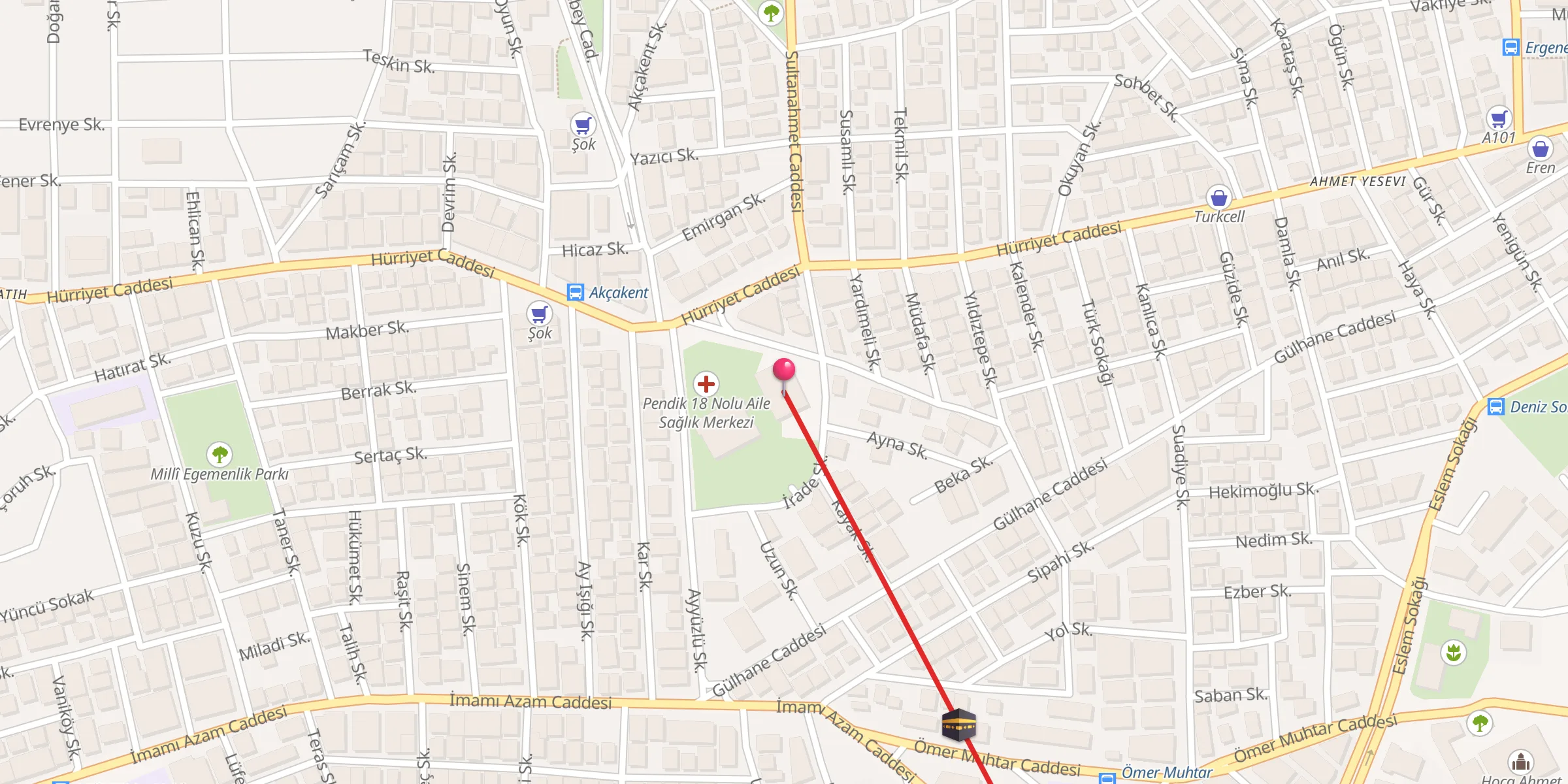 Carte de localisation : Ahmet Yesevi Mevlana Camii