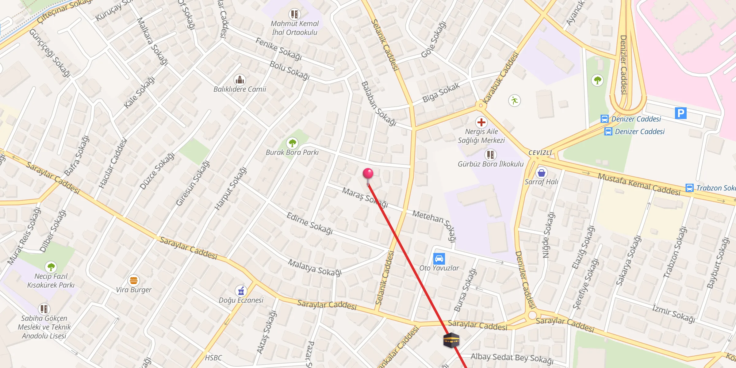 Carte de localisation : Cevizli Çınar Camii
