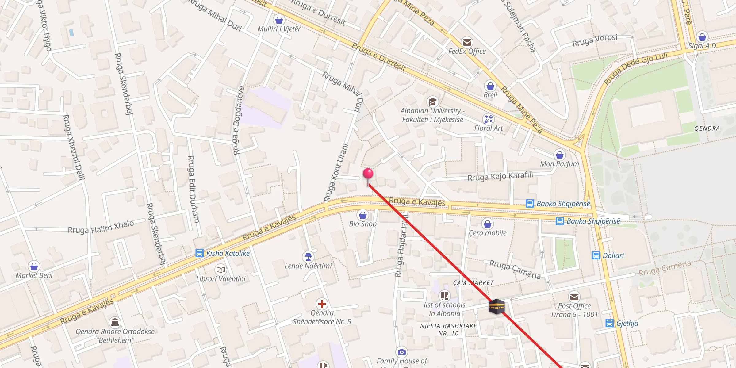 Carte de localisation : Xhamia Dine Hoxha