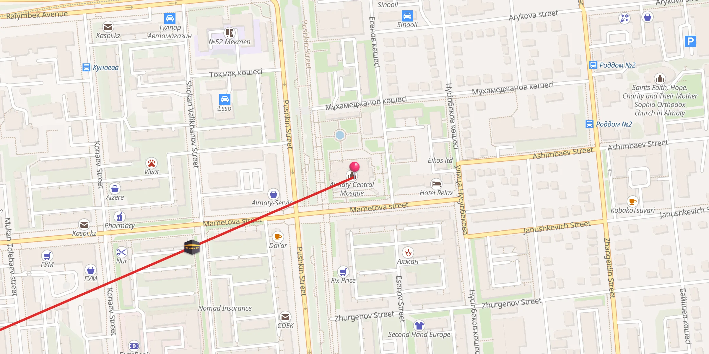 Carte de localisation : Almaty Central Mosque