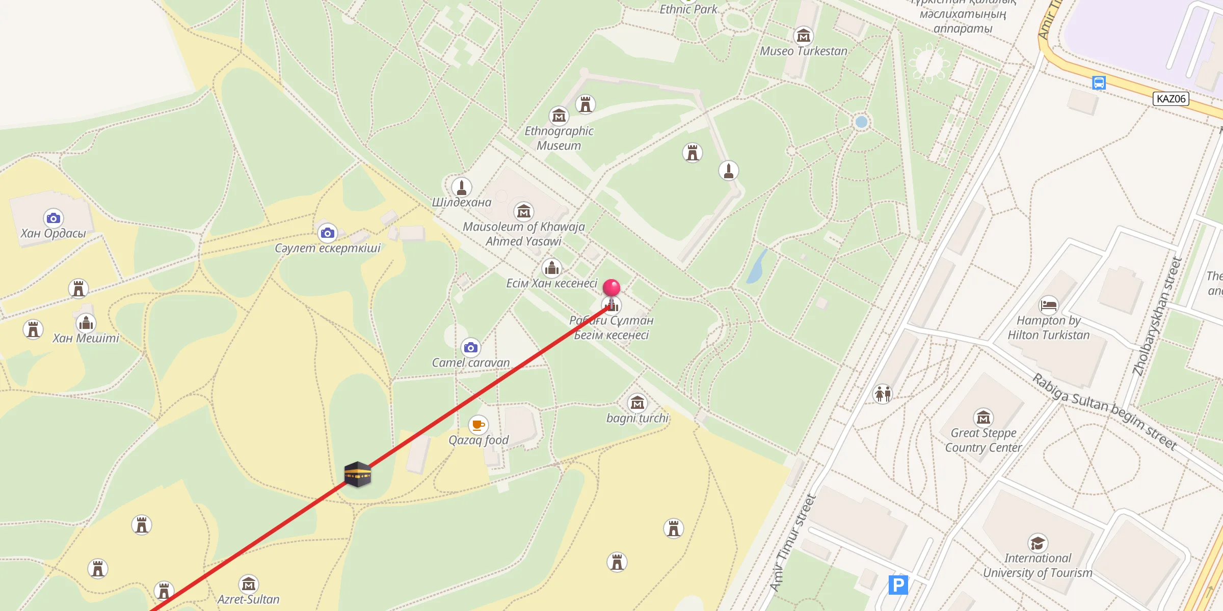 Carte de localisation : Рабиғи Сұлтан Бегім кесенесі