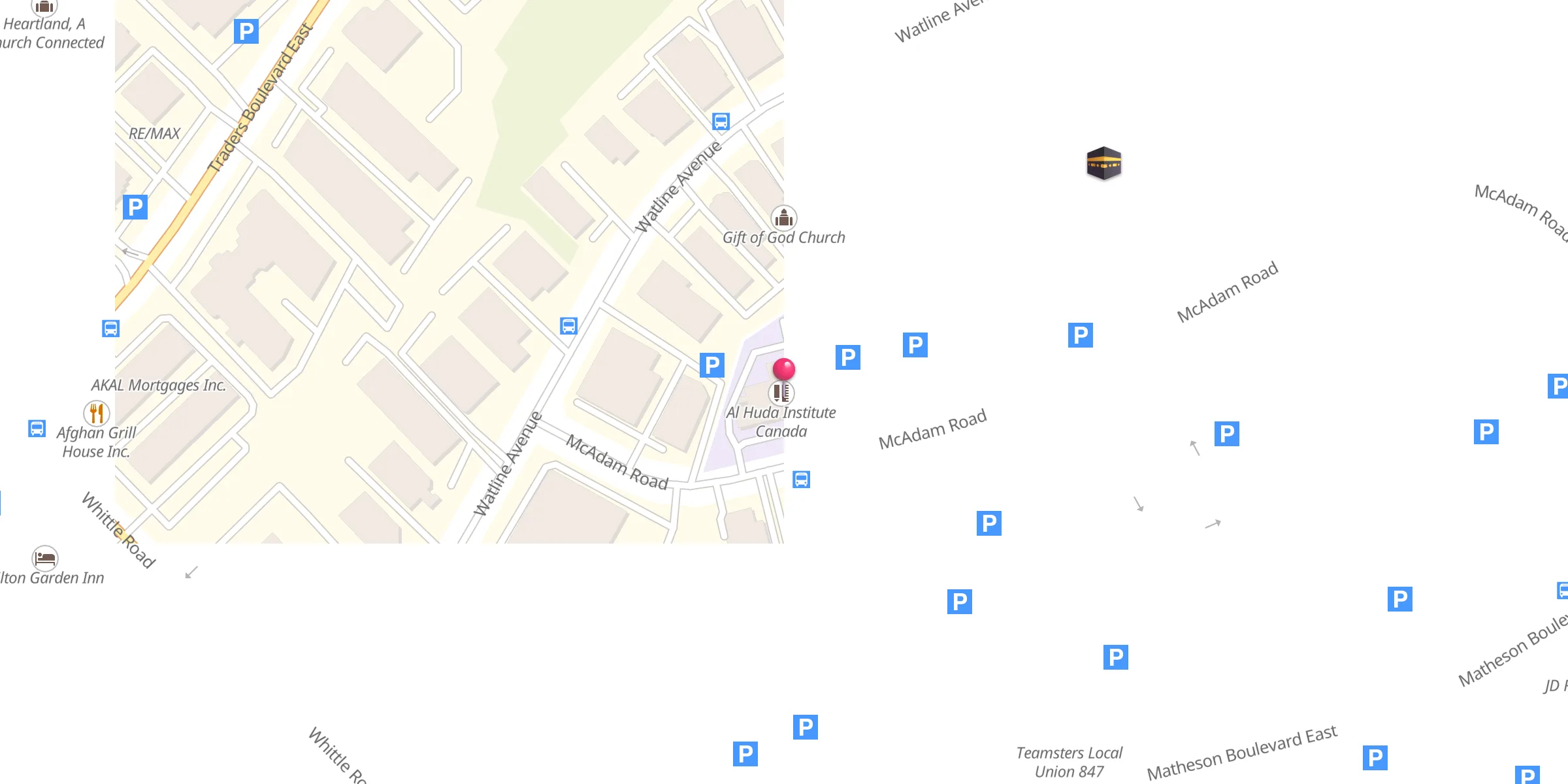 Carte de localisation : Al Huda Institute Canada