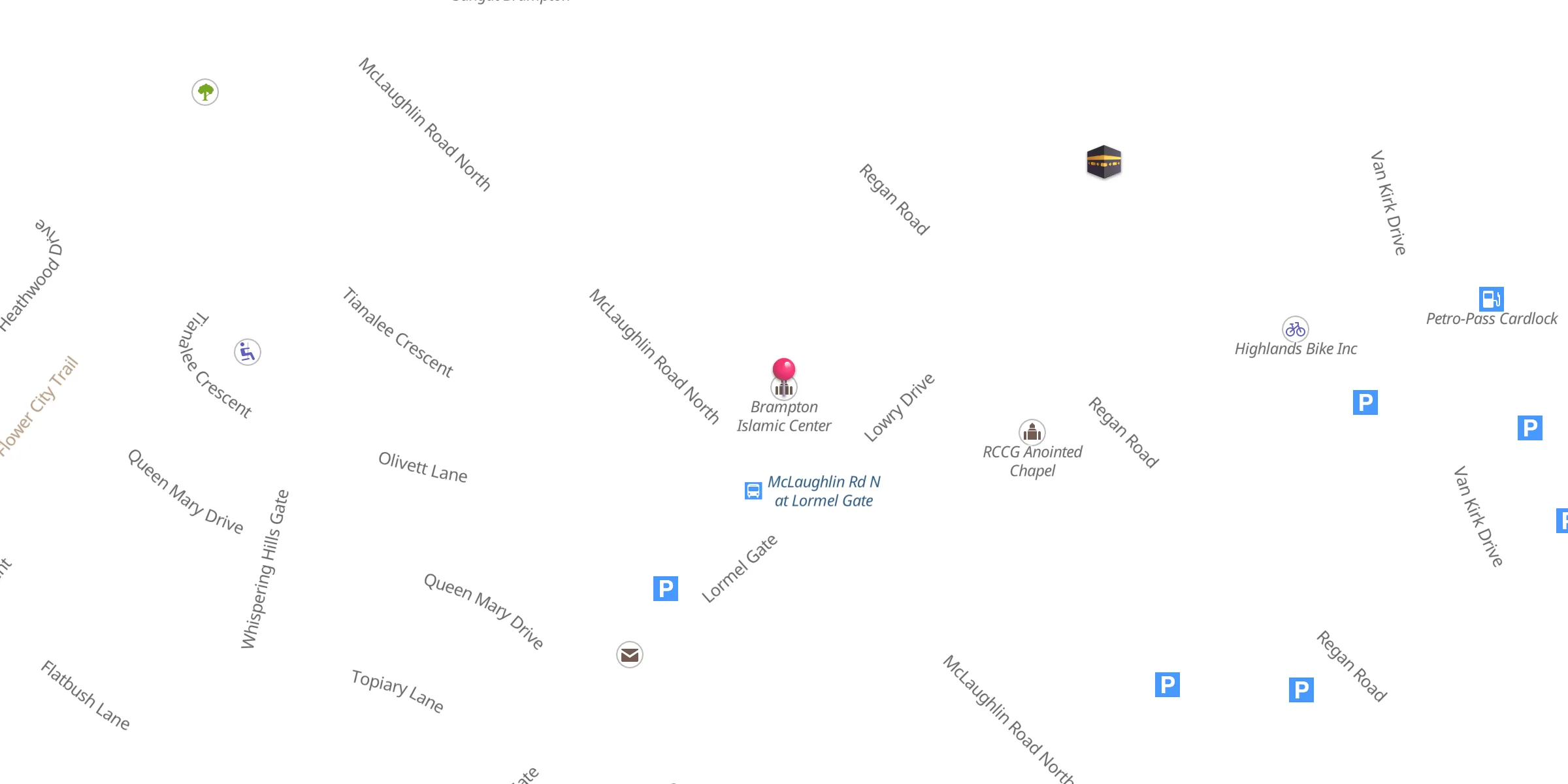 Carte de localisation : Brampton Islamic Center