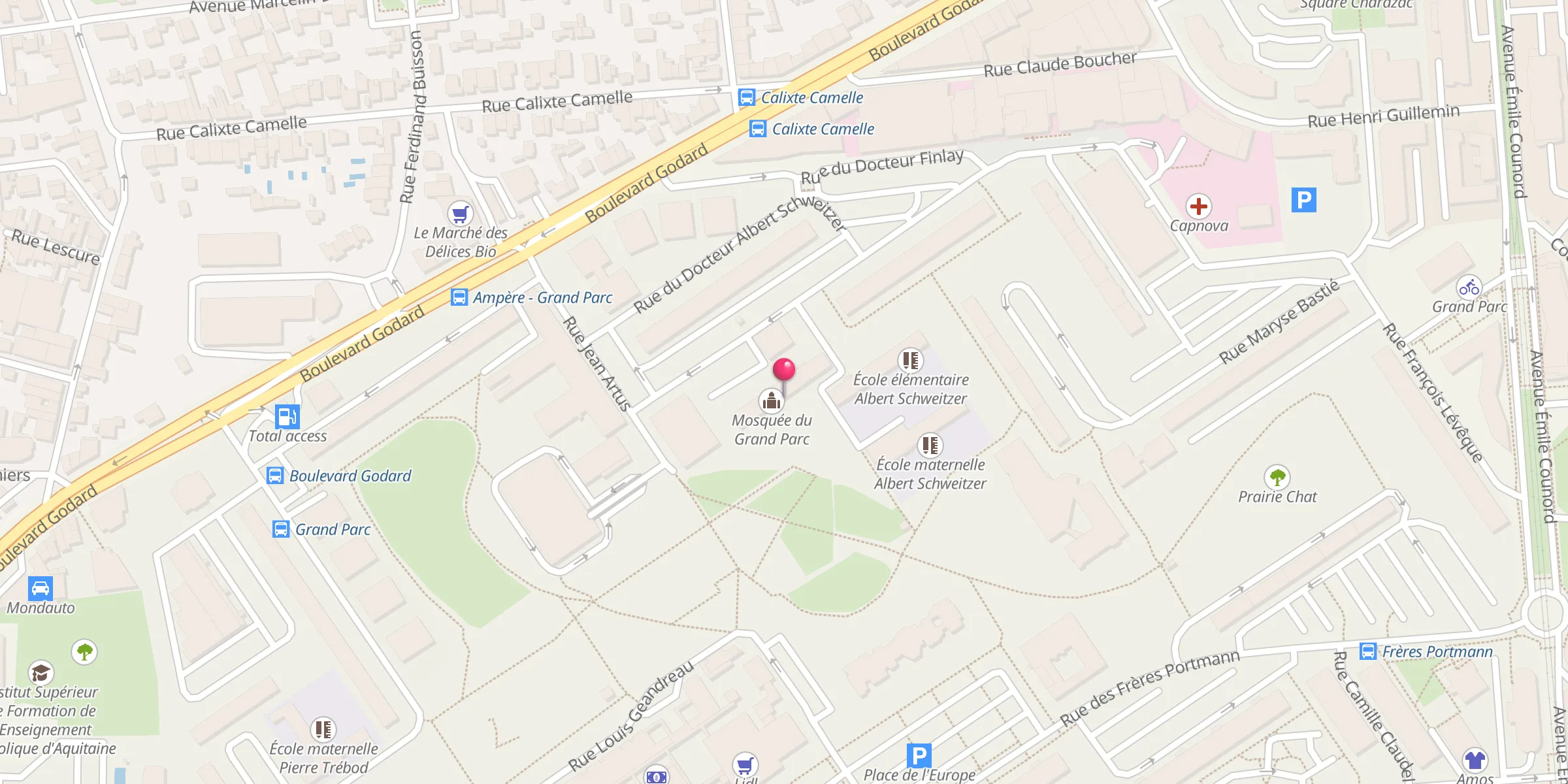 Carte de localisation : Mosquée du Grand Parc