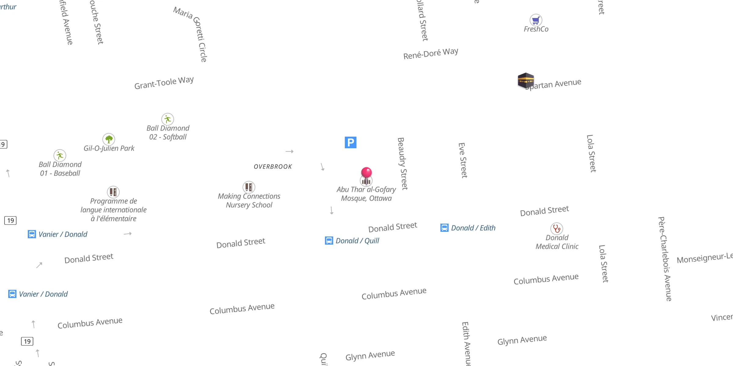 Carte de localisation : Abu Thar al-Gofary Mosque, Ottawa