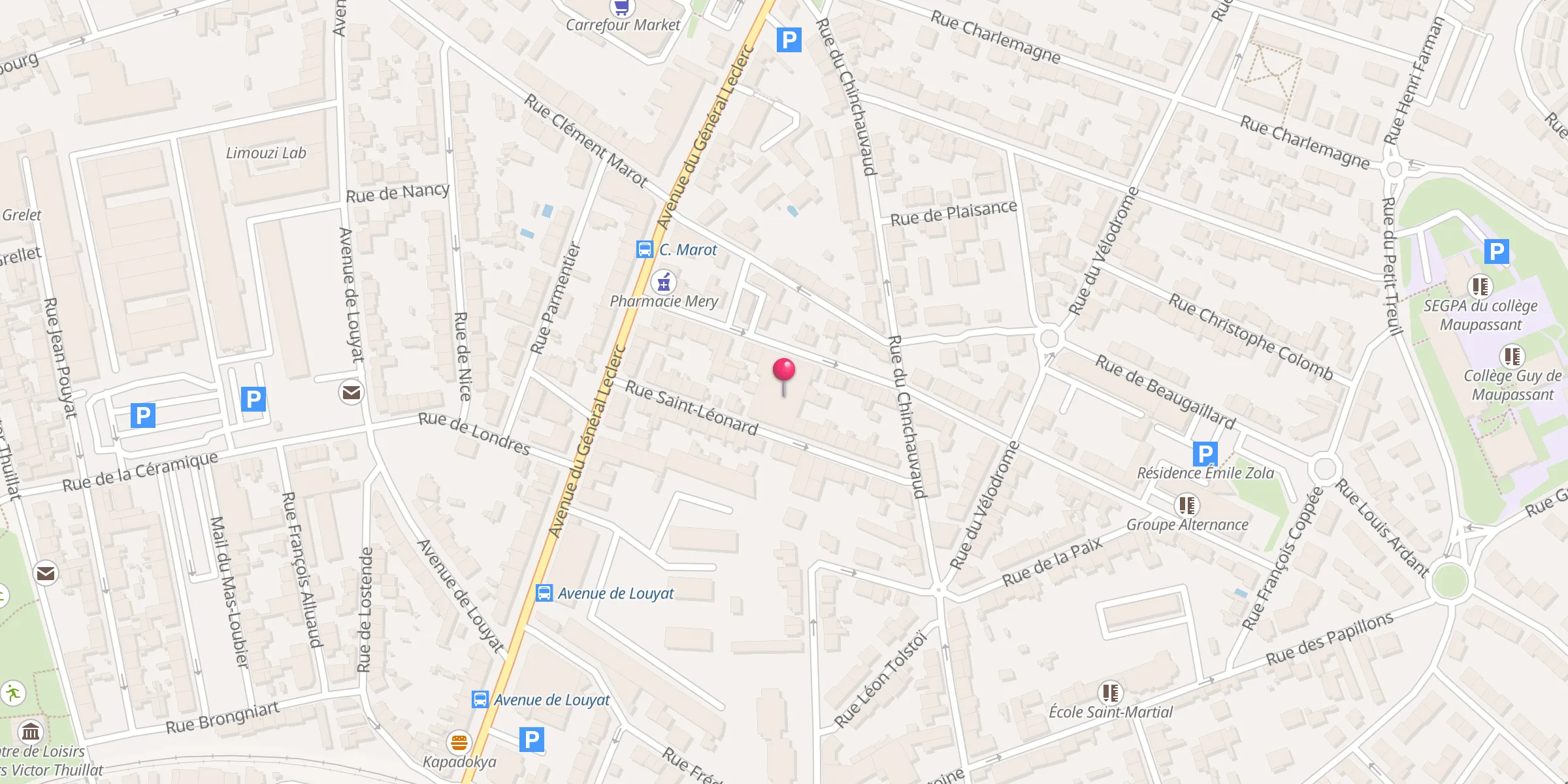 Carte de localisation : Grande Mosquée de Limoges