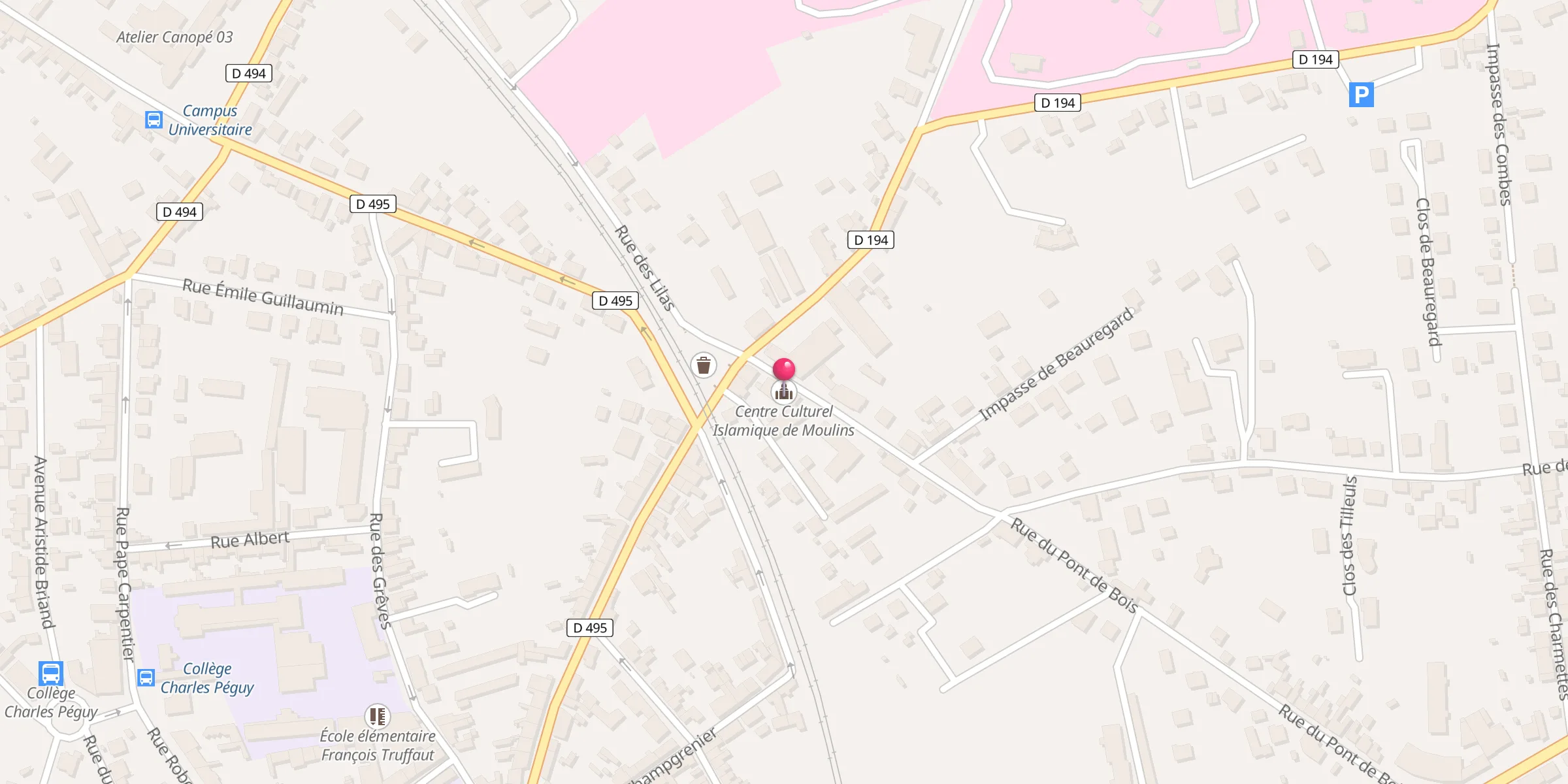 Carte de localisation : Centre Culturel Islamique de Moulins