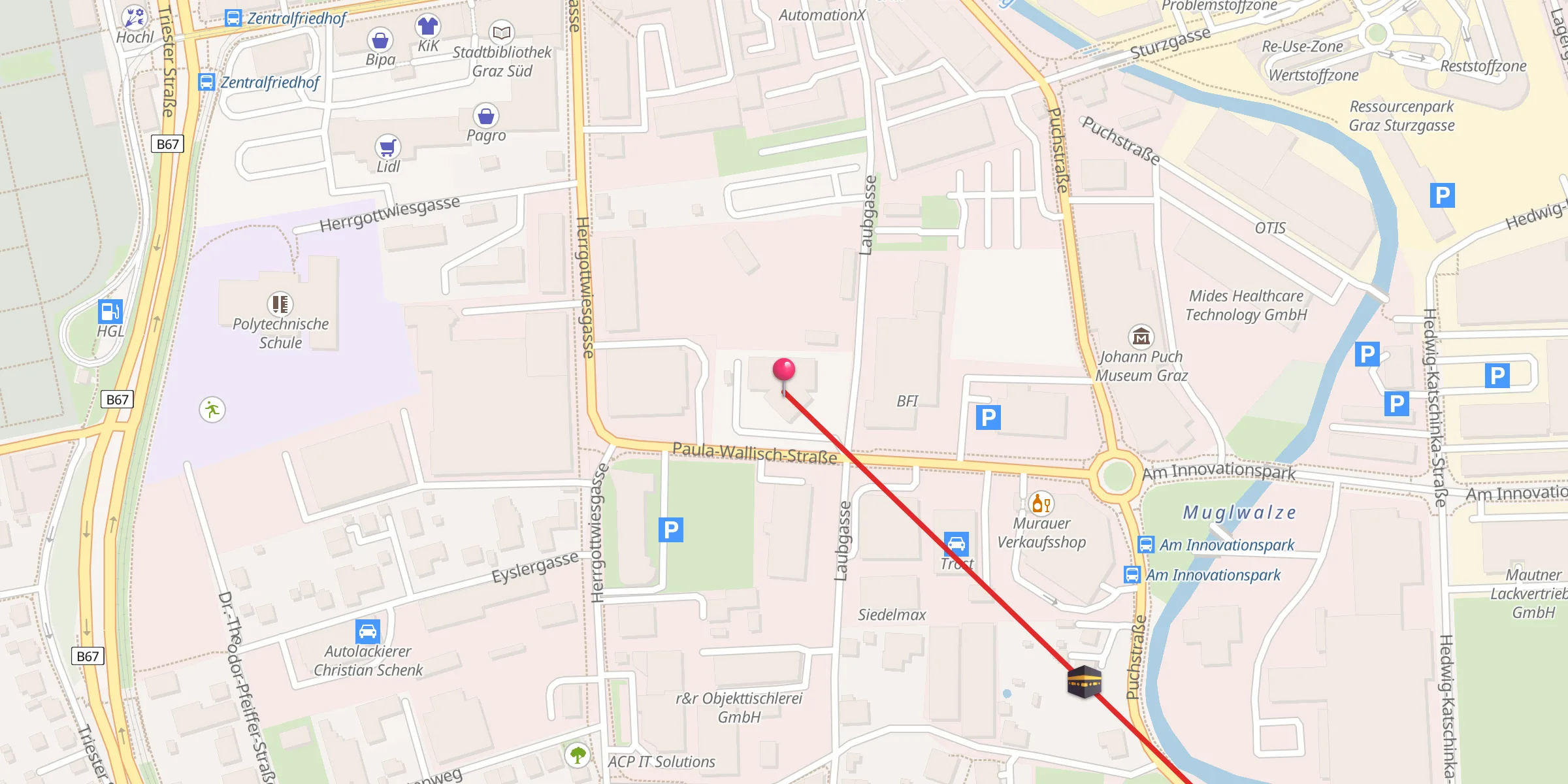 Carte de localisation : Islamisches Kulturzentrum Graz - Moschee