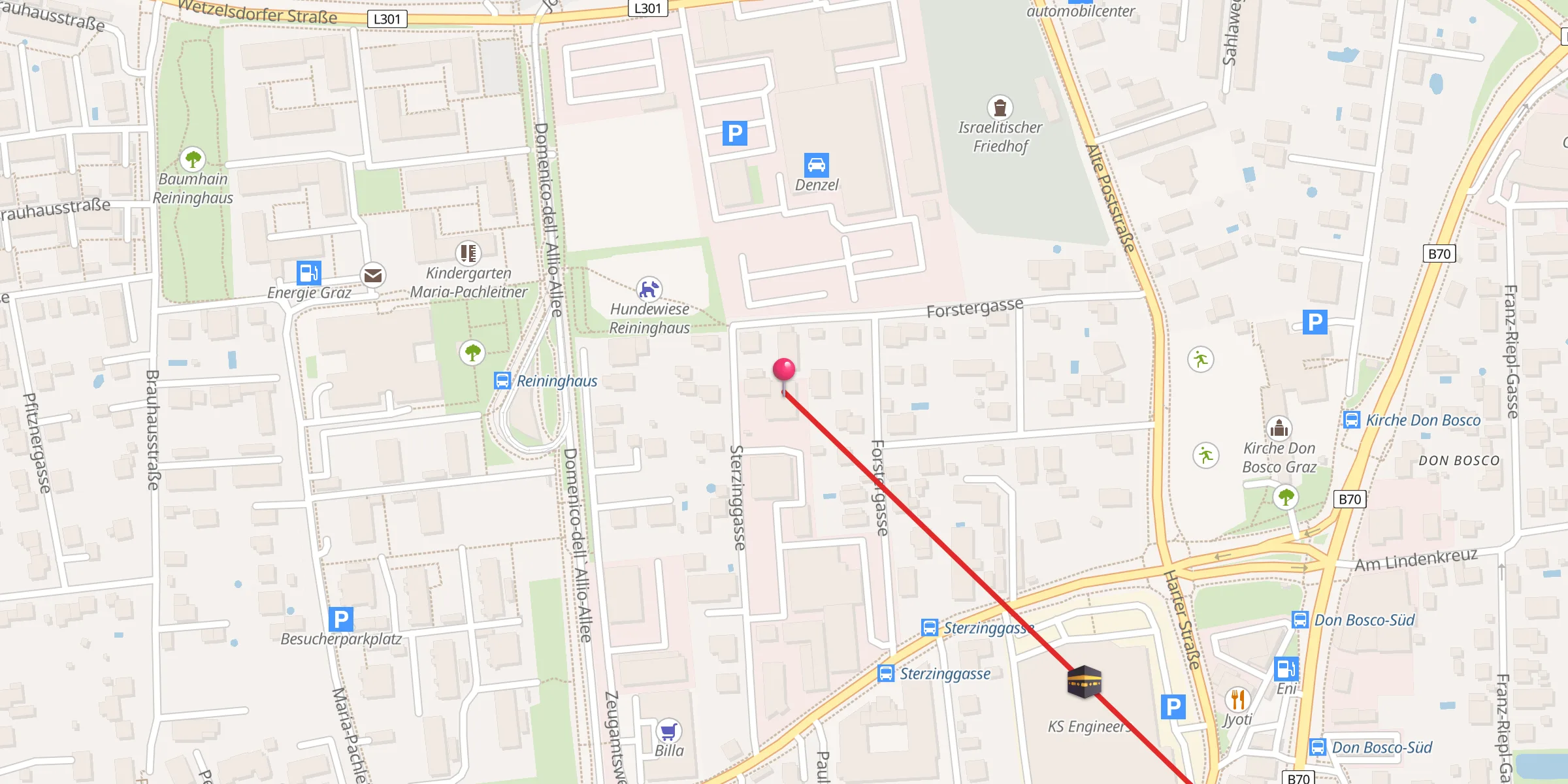 Carte de localisation : Albanisches Kulturzentrum Graz - Ymer Prizreni