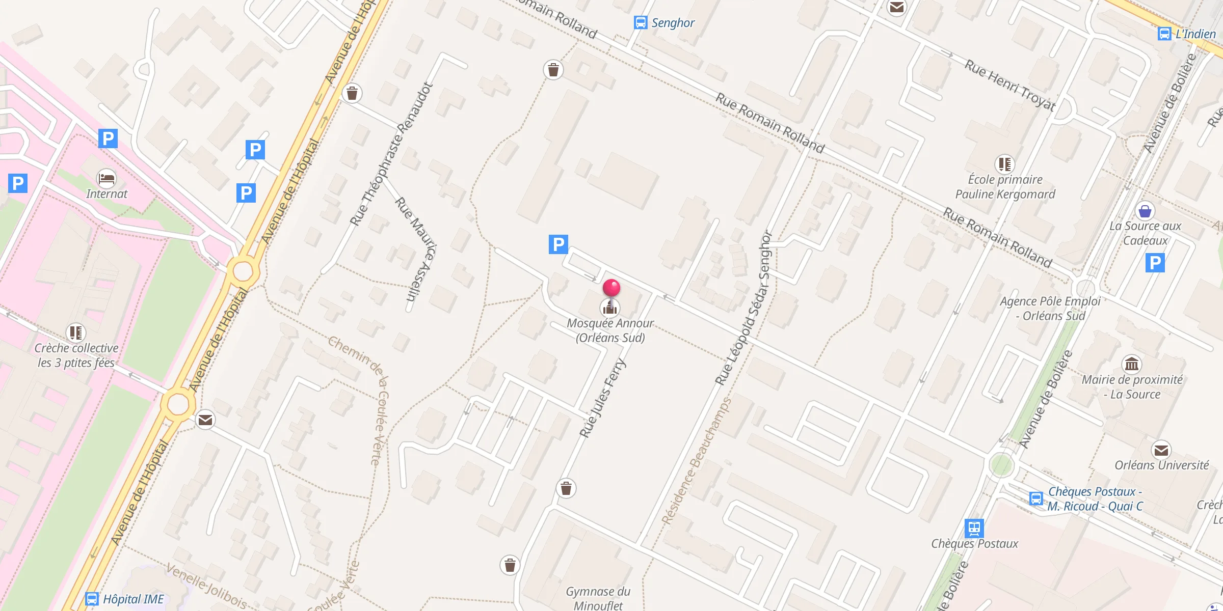 Carte de localisation : Mosquée Annour (Orléans Sud)