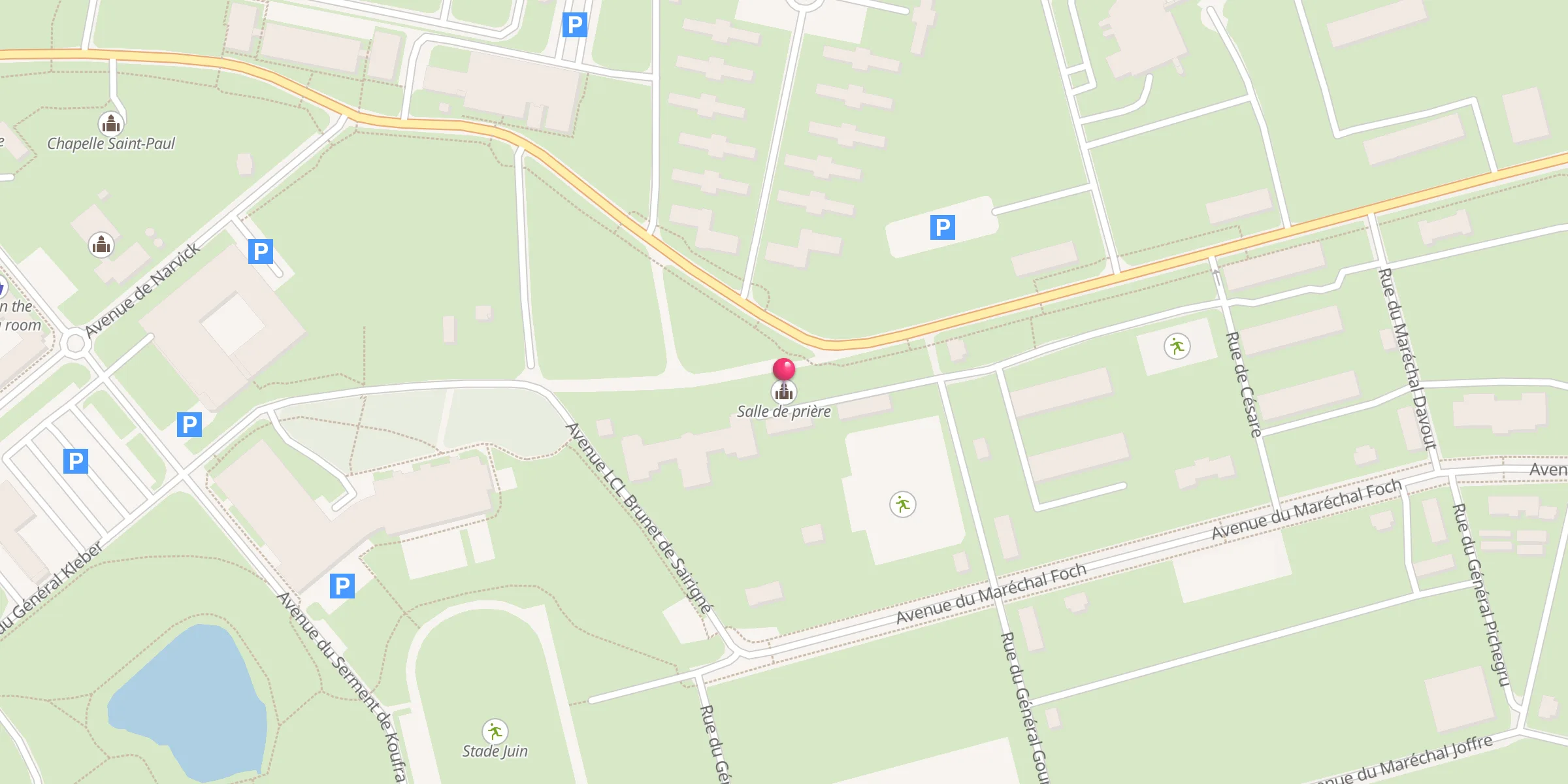 Carte de localisation : Salle de prière