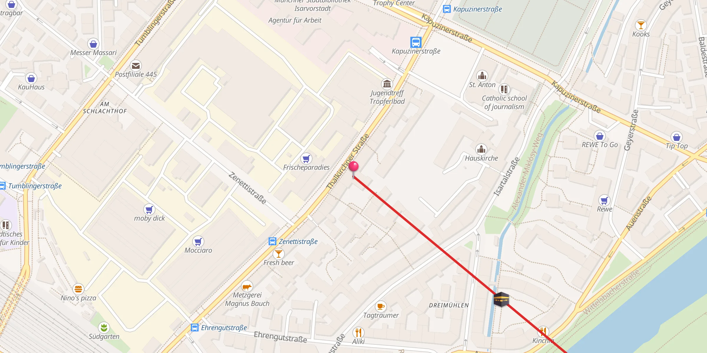 Carte de localisation : Islamisches Zentrum der Albaner - El-Furkan