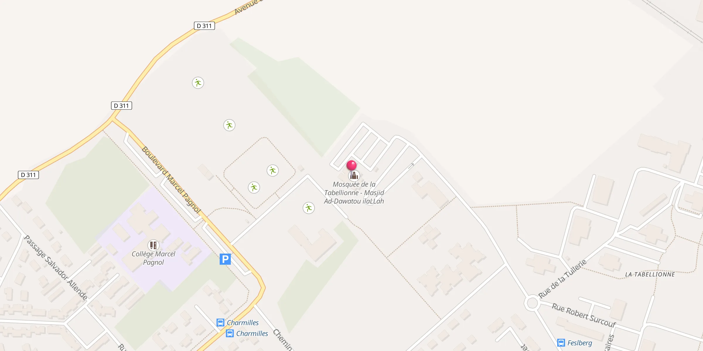 Carte de localisation : Mosquée de la Tabellionne - Masjid Ad-Dawatou ilaLLah