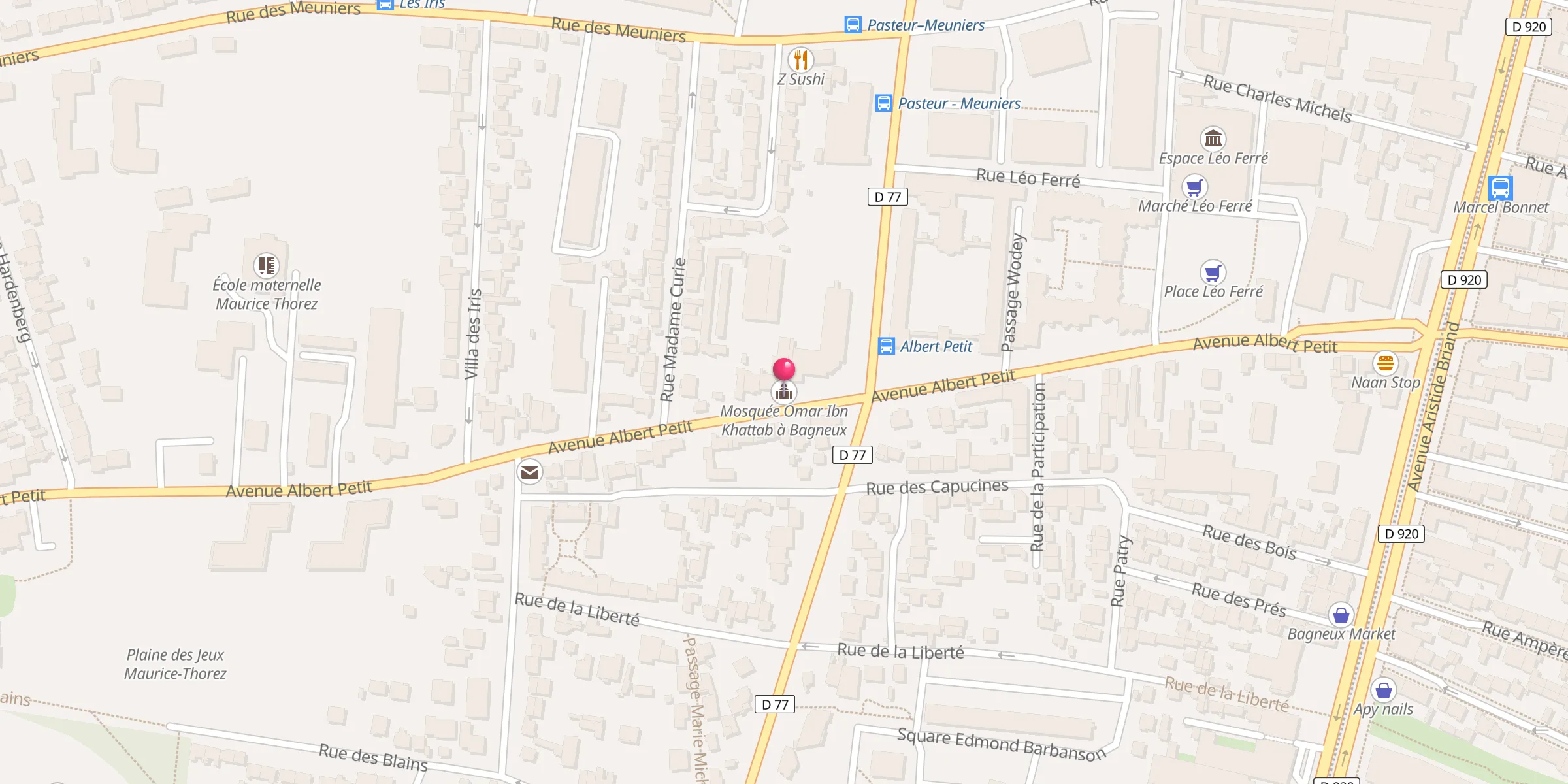 Carte de localisation : Mosquée Omar Ibn Khattab à Bagneux