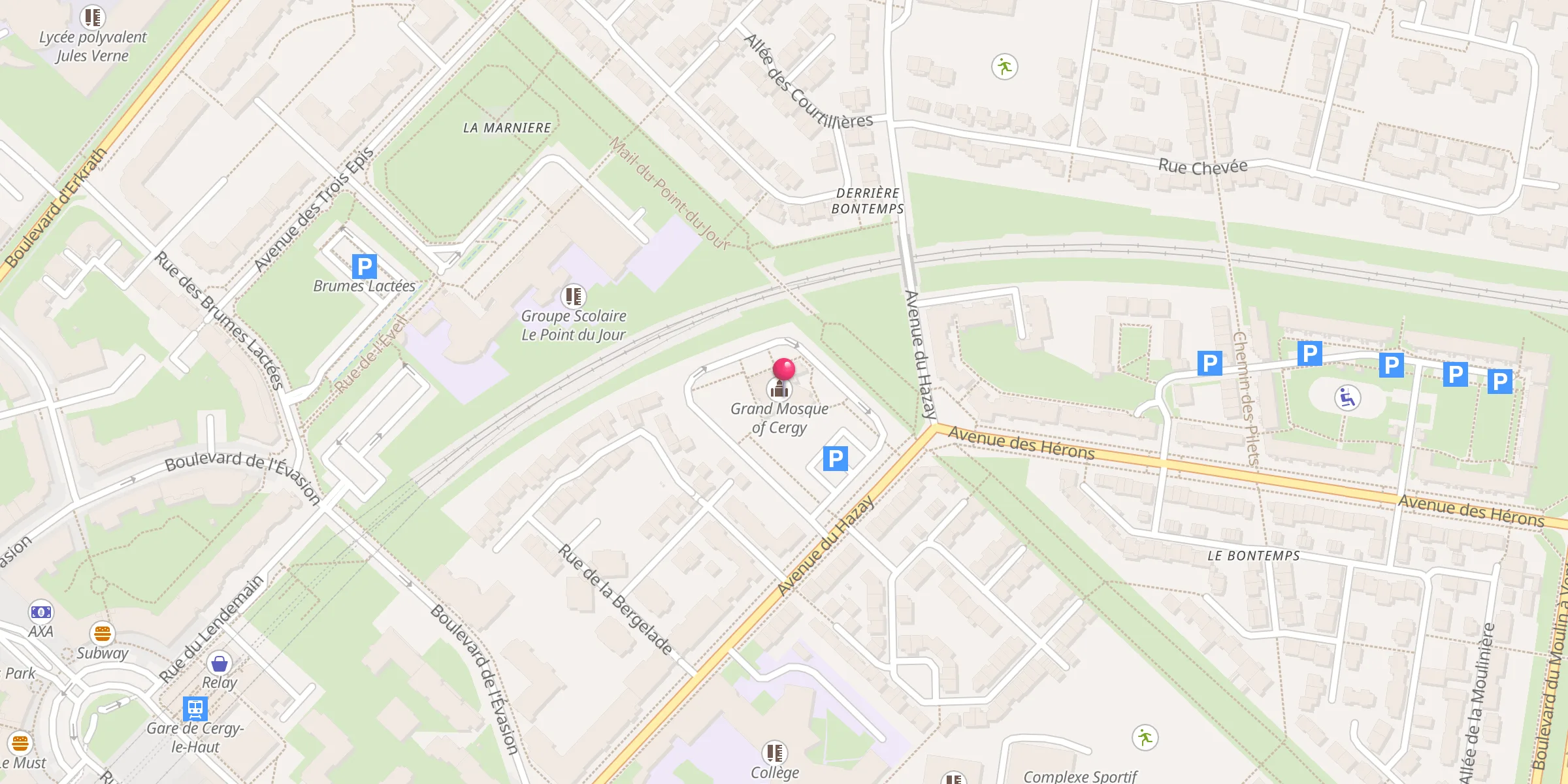 Carte de localisation : Grande Mosquée de Cergy