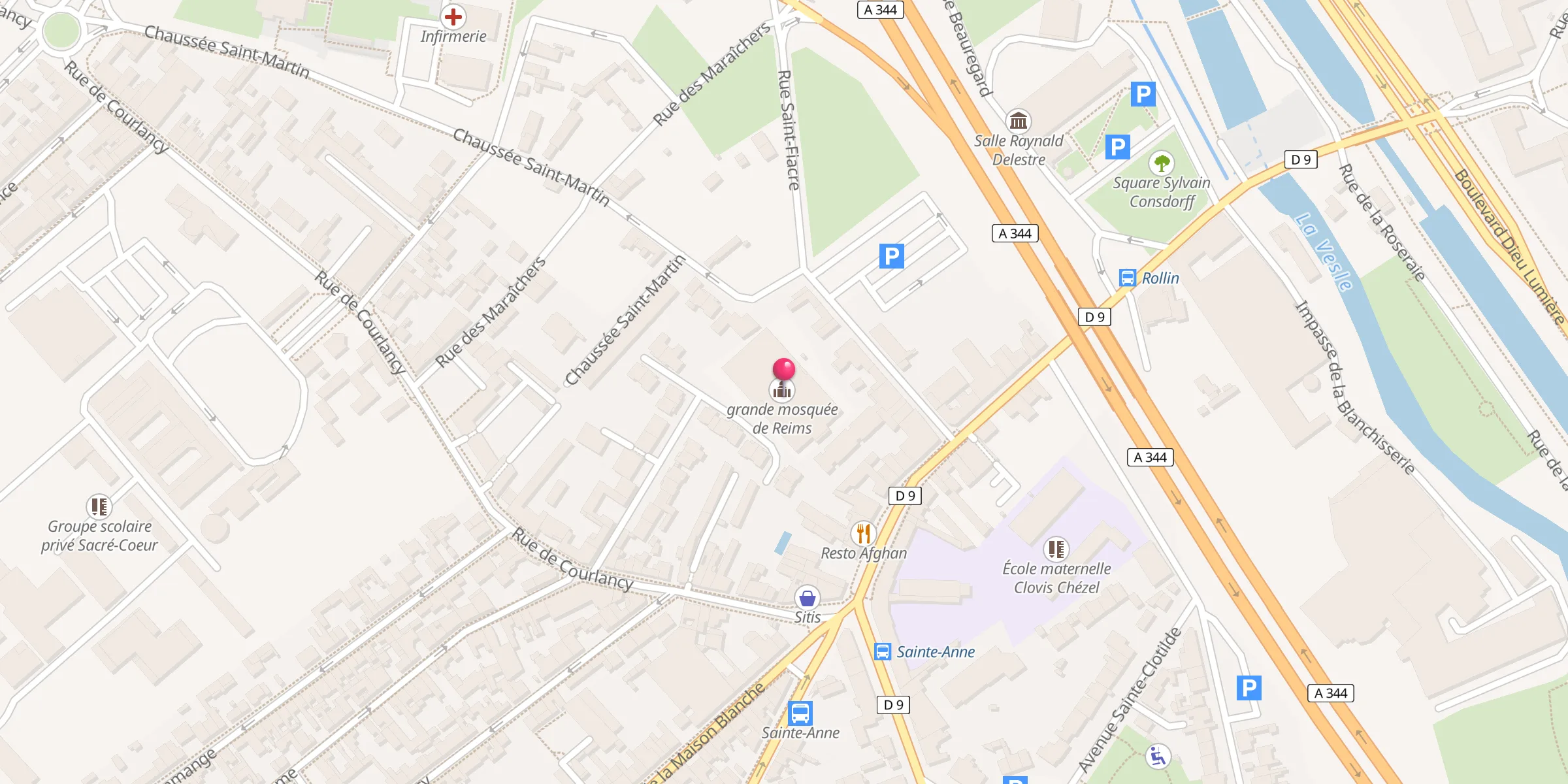 Carte de localisation : Grande Mosquée de Reims