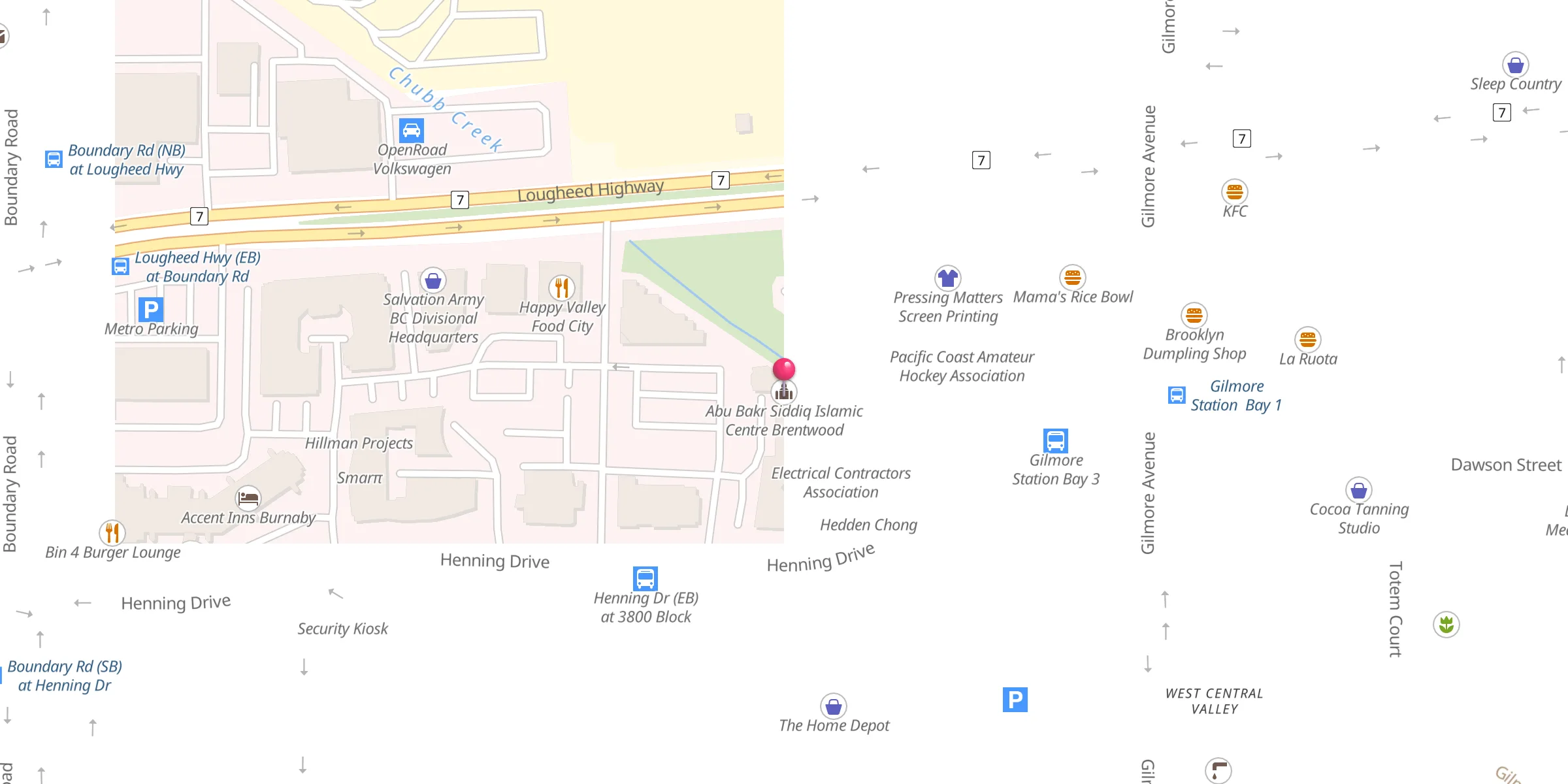 Carte de localisation : Abu Bakr Siddiq Islamic Centre Brentwood