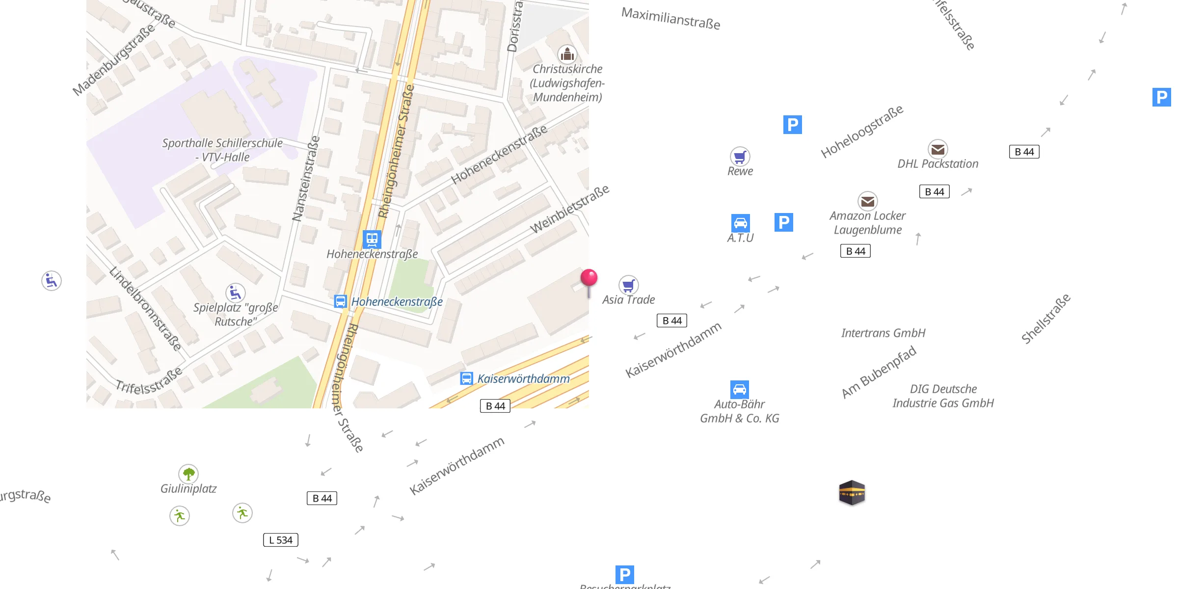 Carte de localisation : Mundenheim Camii