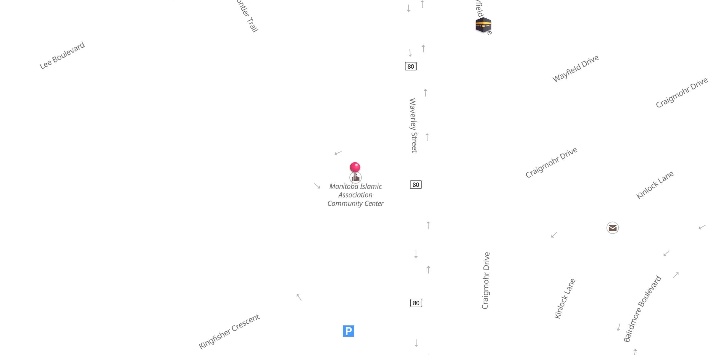Carte de localisation : Manitoba Islamic Association Community Center