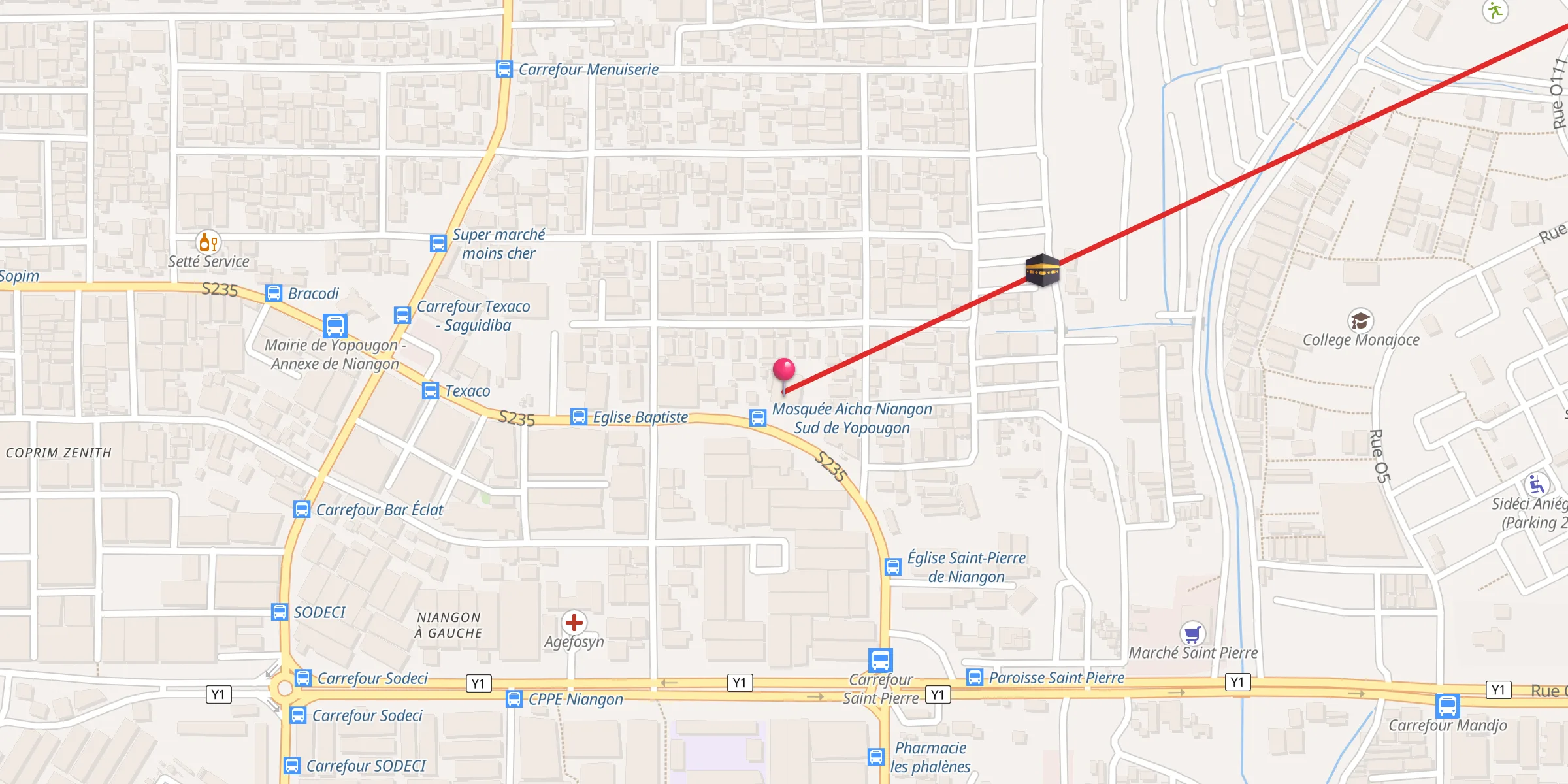 Carte de localisation : Mosquée Aicha Niangon Sud de Yopougon