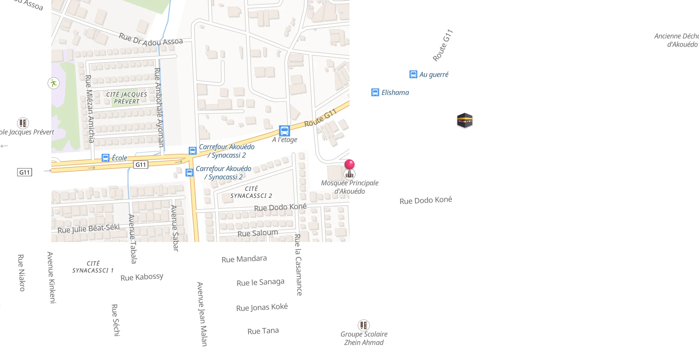 Carte de localisation : Mosquée Principale d'Akouédo