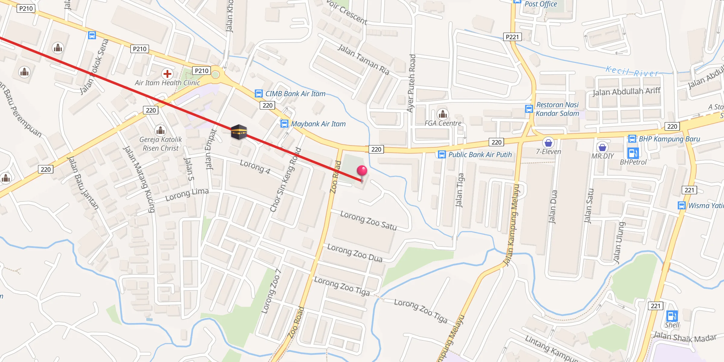 Carte de localisation : Masjid Jamik Al-Qadrie Ayer Itam