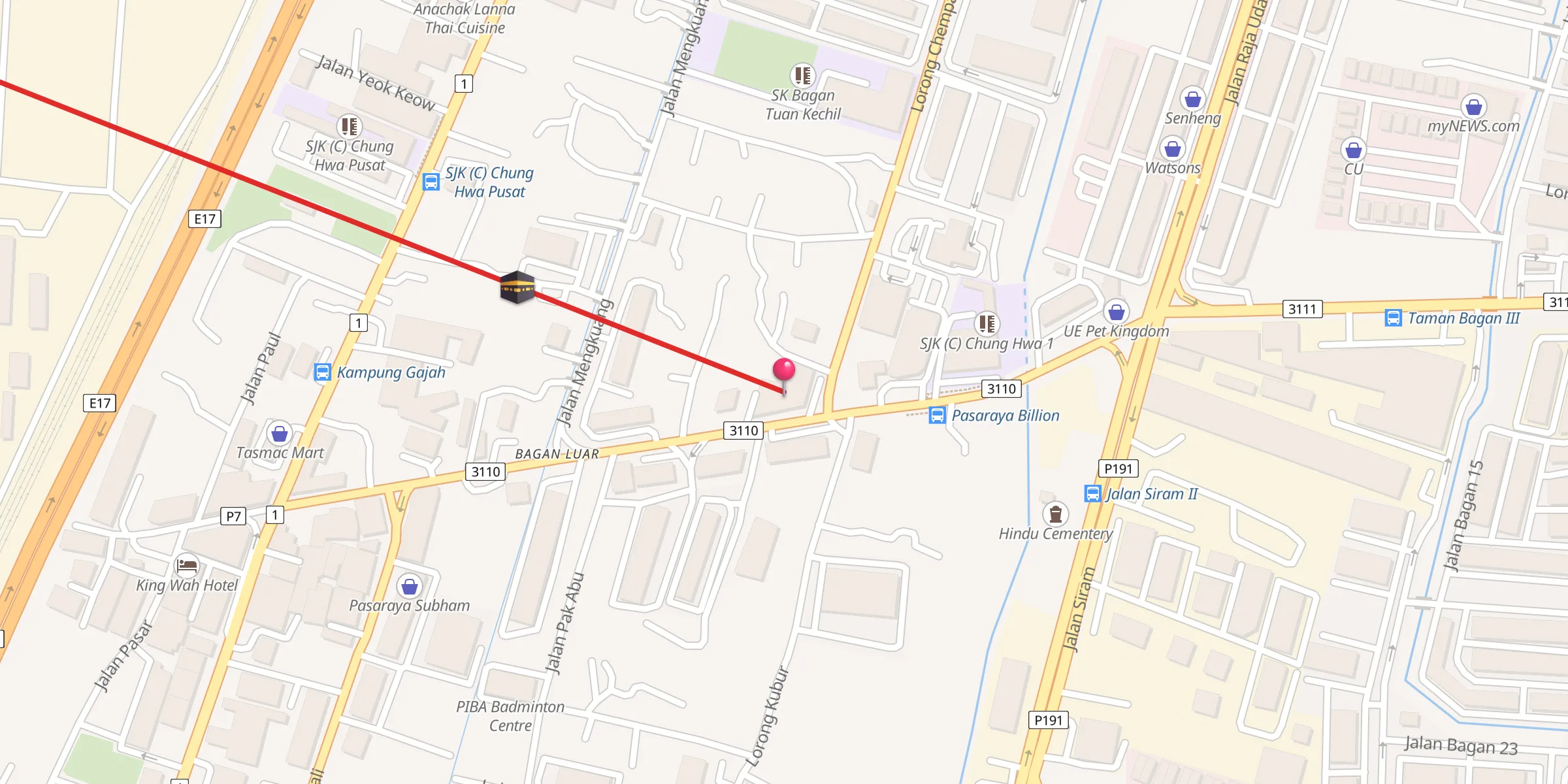 Carte de localisation : Masjid Jamek Telaga Air