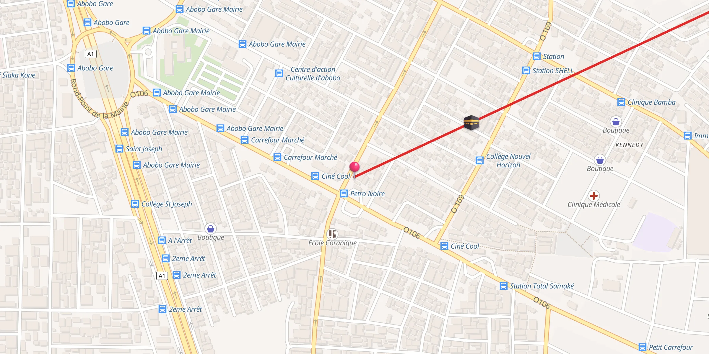 Carte de localisation : Mosquée Petro Ivoire