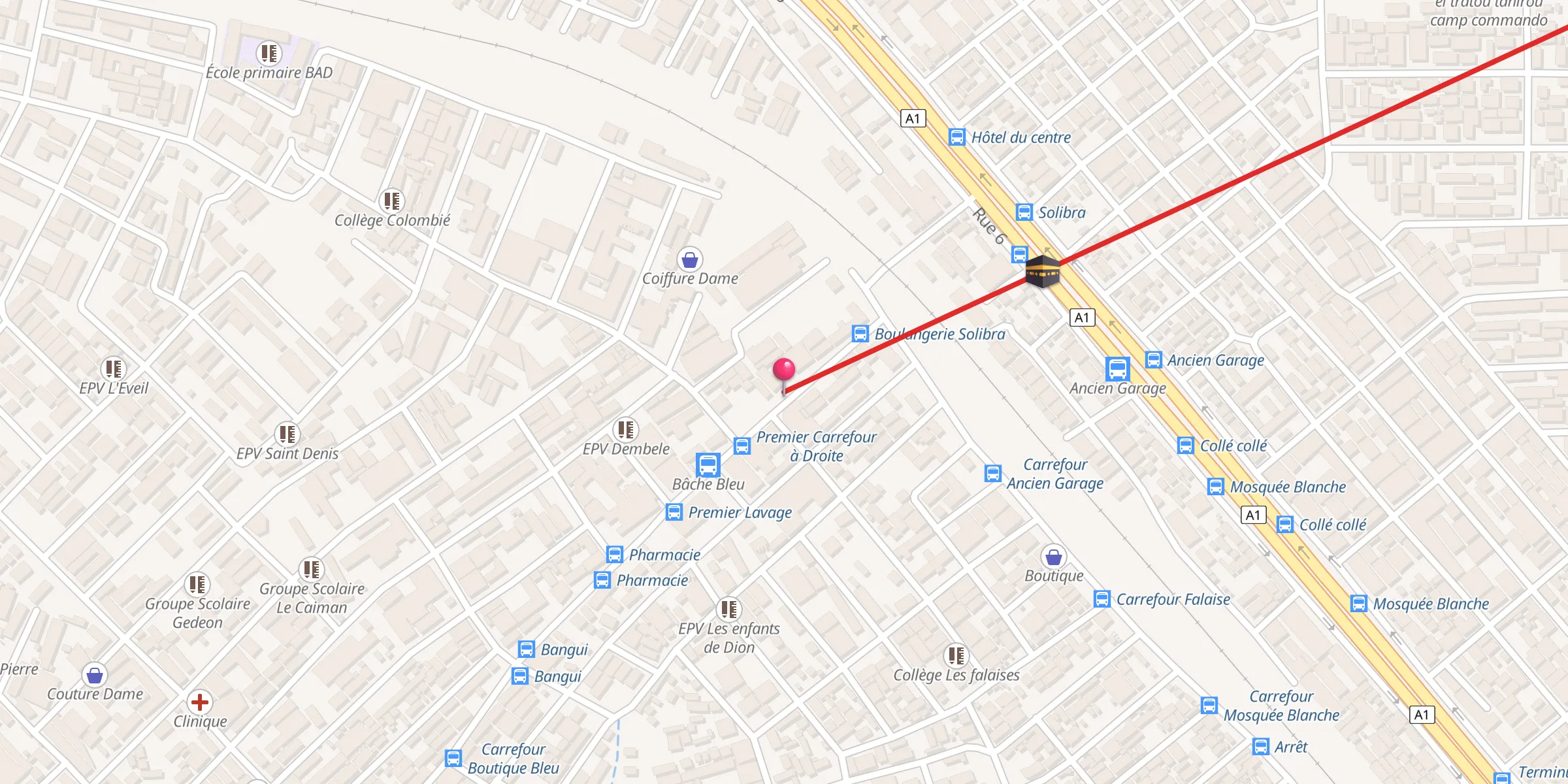 Carte de localisation : Mosquée Moussa Bakayoko