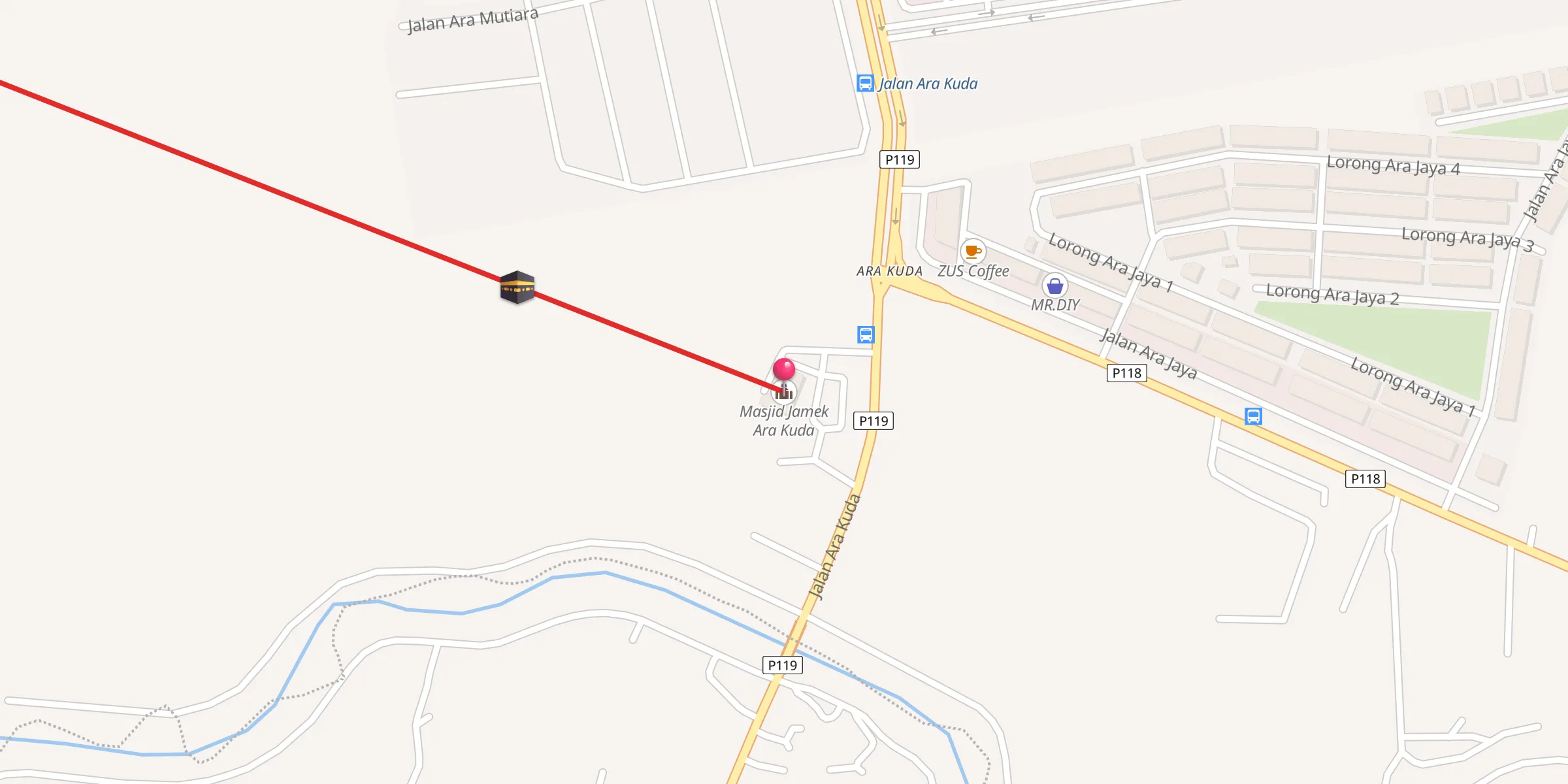 Carte de localisation : Masjid Jamek Ara Kuda