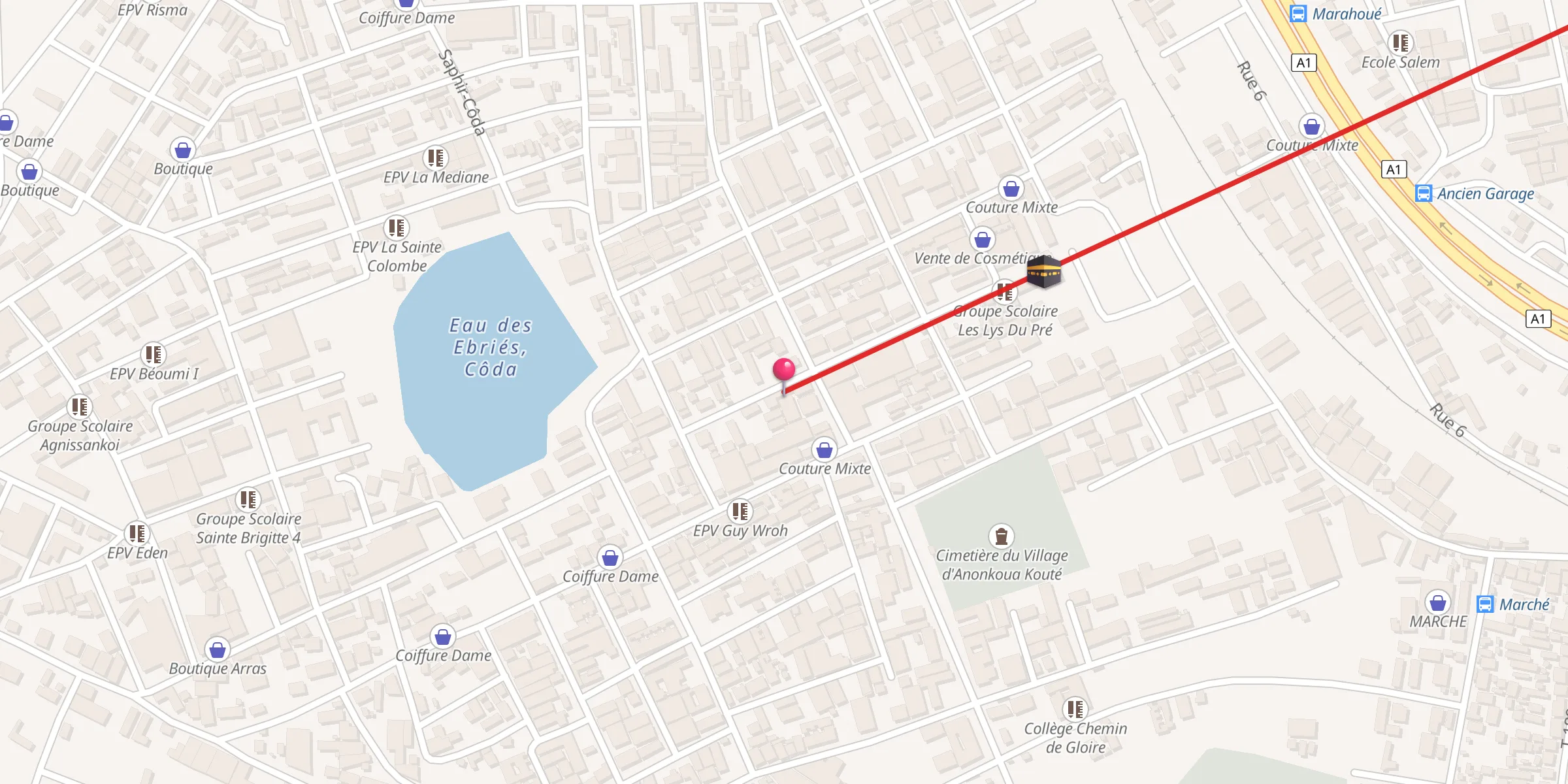 Carte de localisation : Mosquée Anonkoua II Masjid Takiwa I