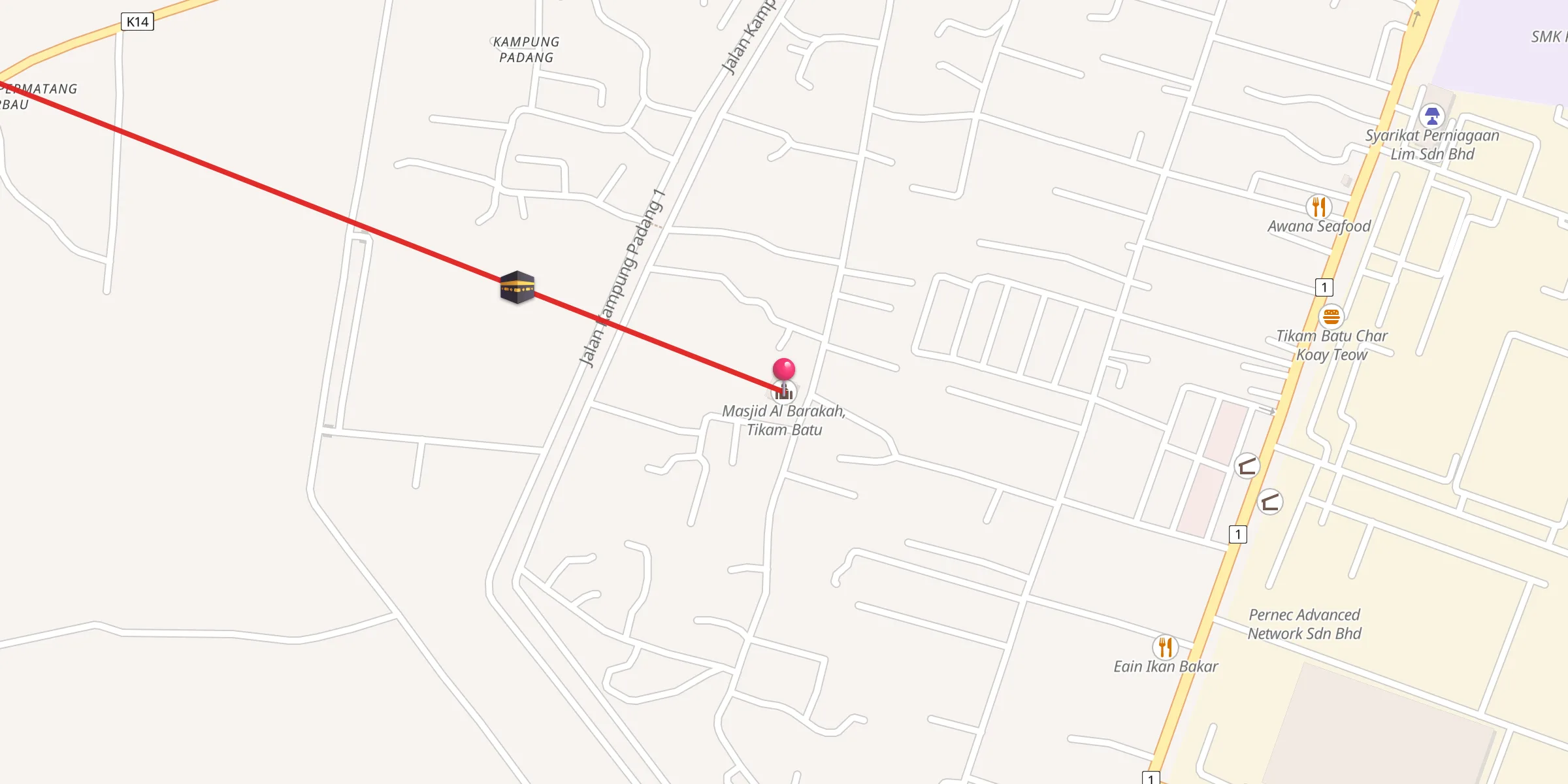 Carte de localisation : Masjid Al Barakah, Tikam Batu