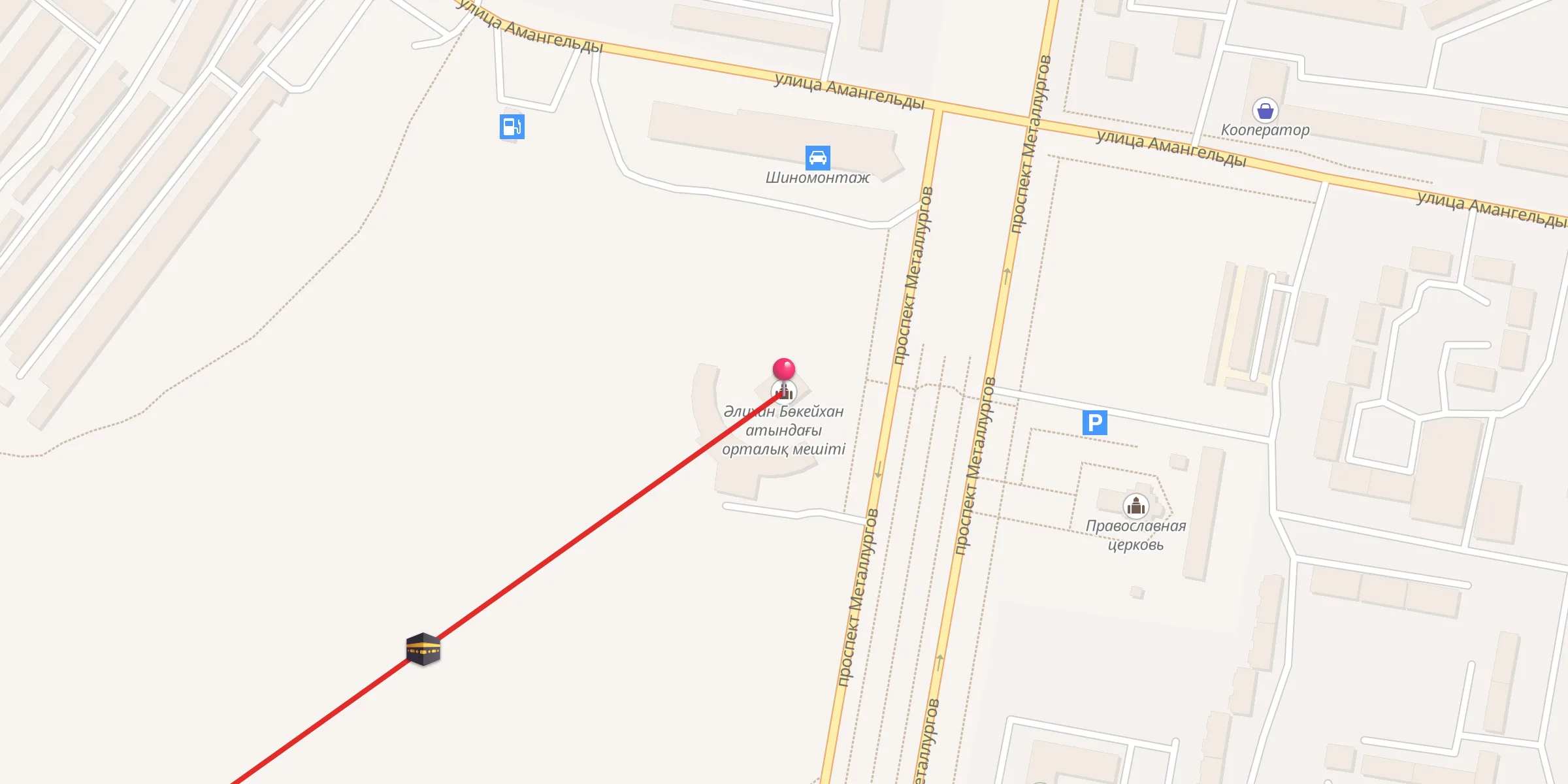 Carte de localisation : Әлихан Бөкейхан атындағы орталық мешіті