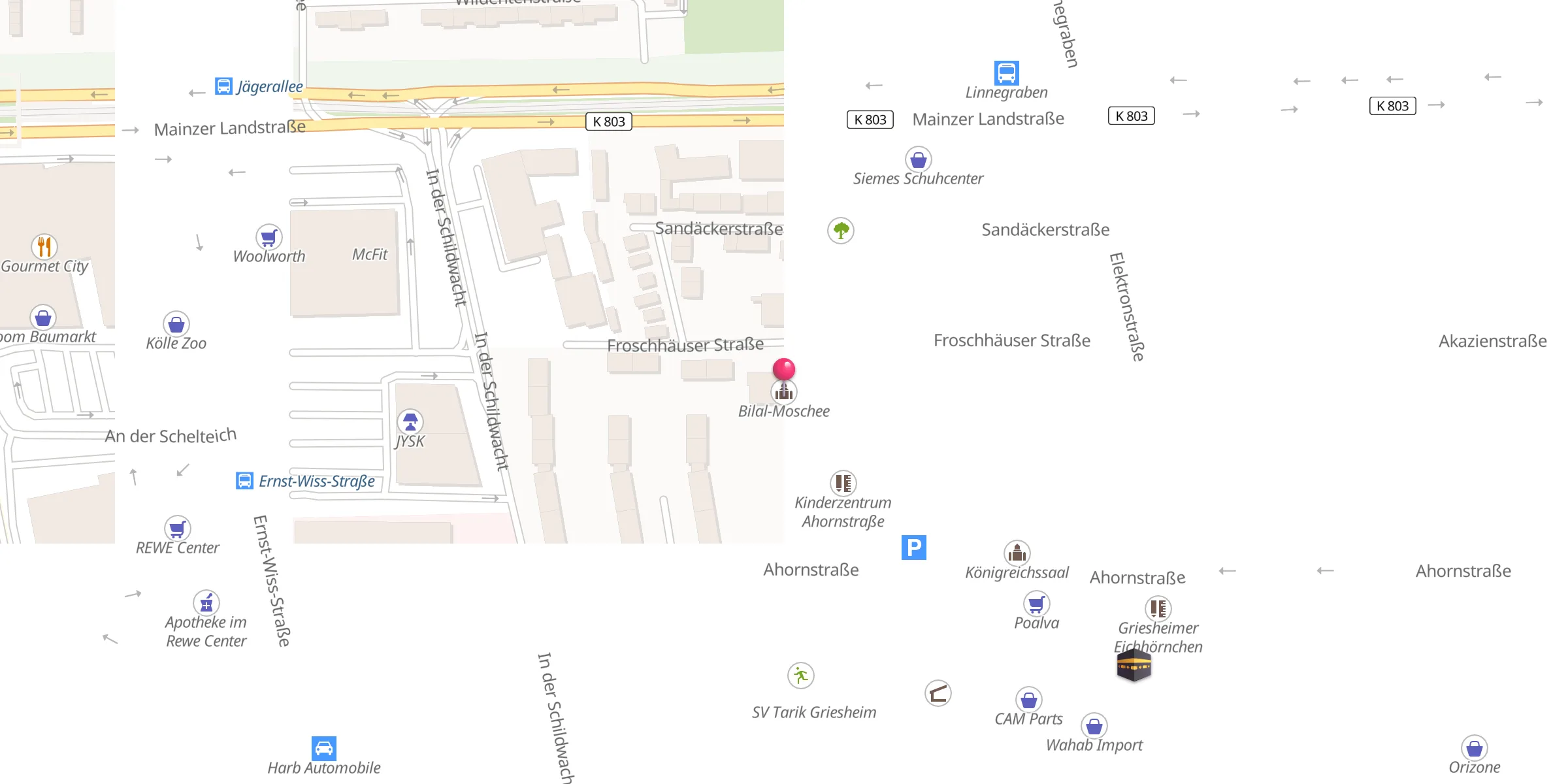 Carte de localisation : Bilal-Moschee