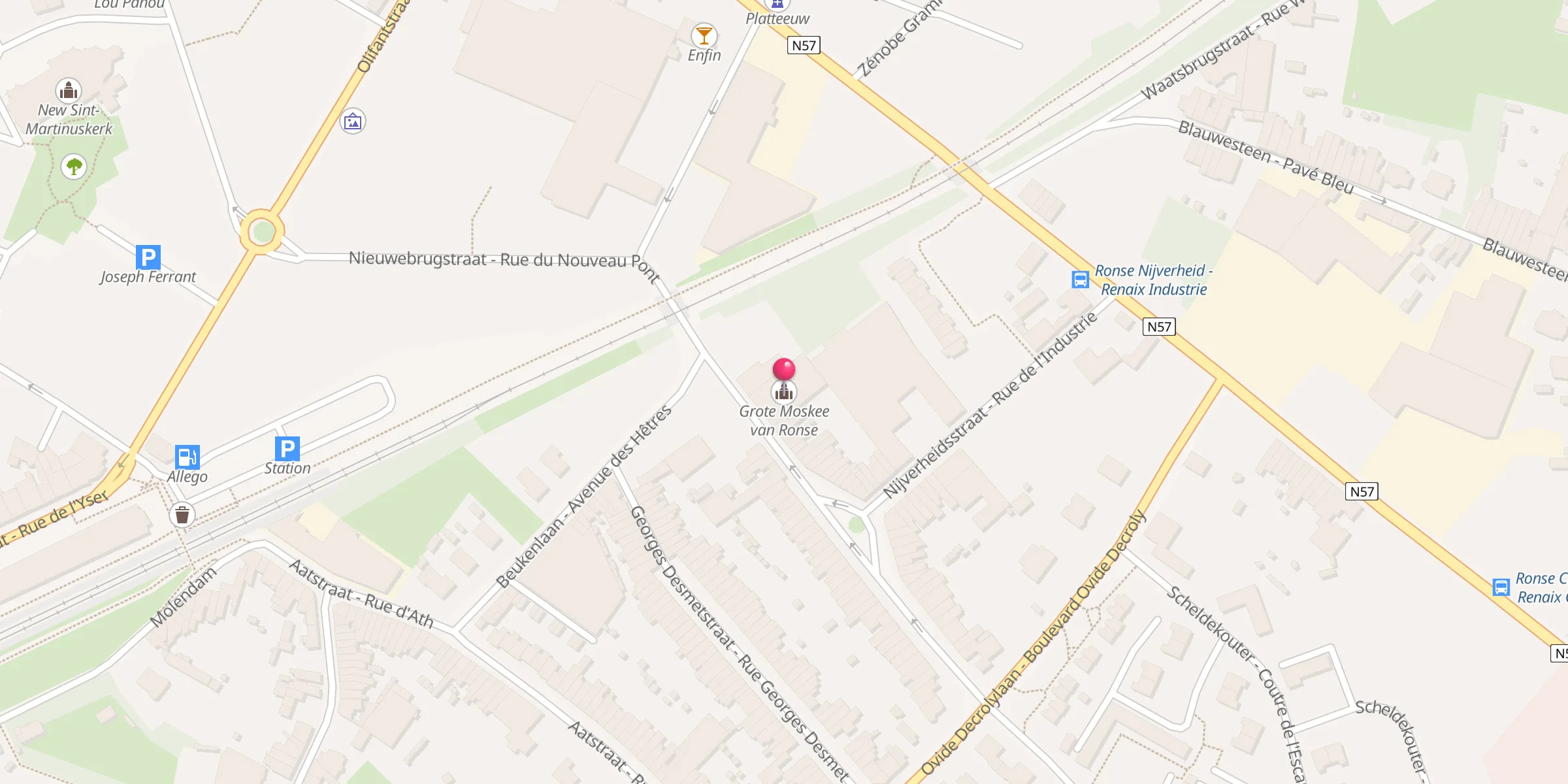 Carte de localisation : Grote Moskee van Ronse