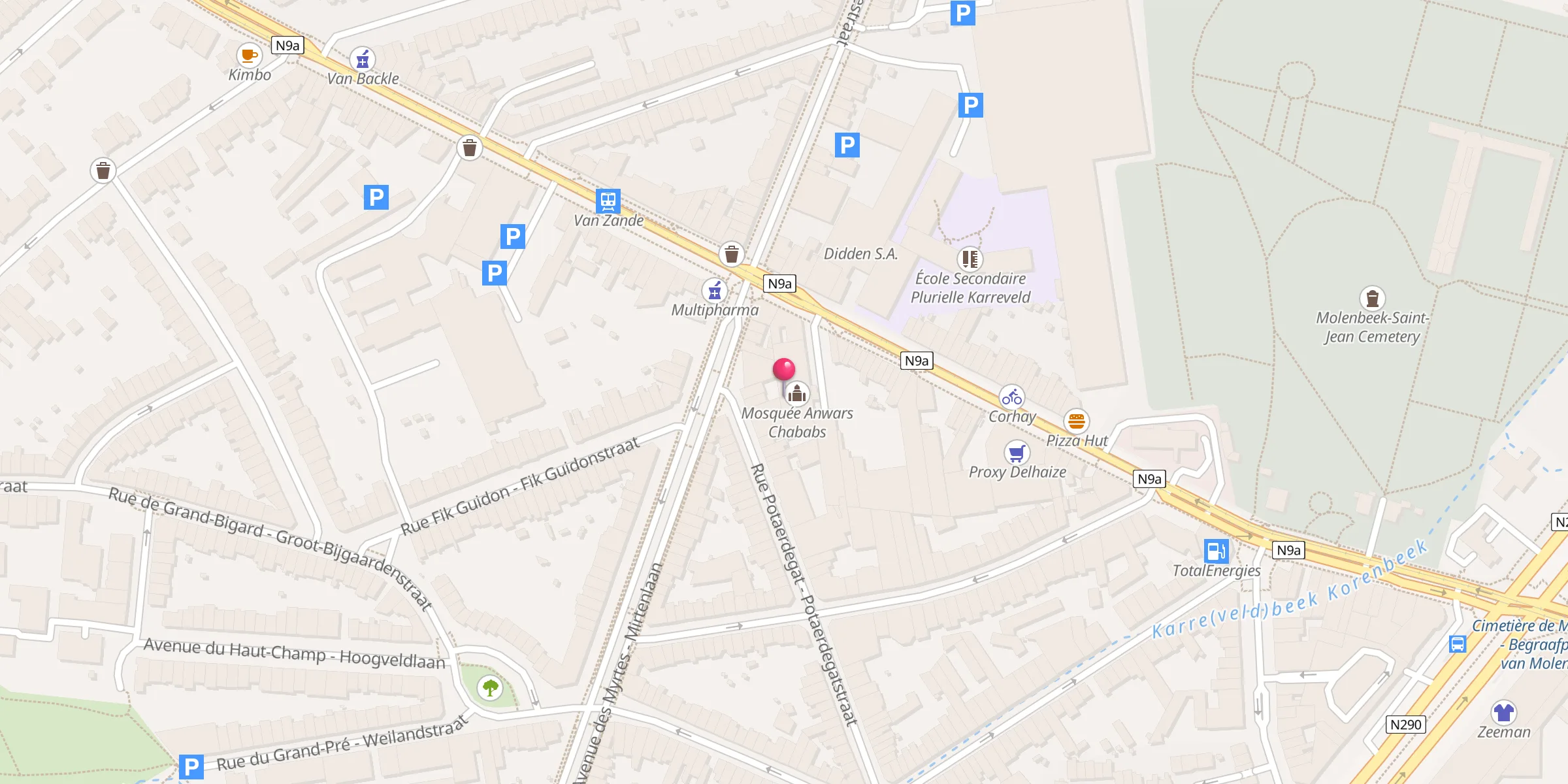 Carte de localisation : Mosquée Anwars Chababs