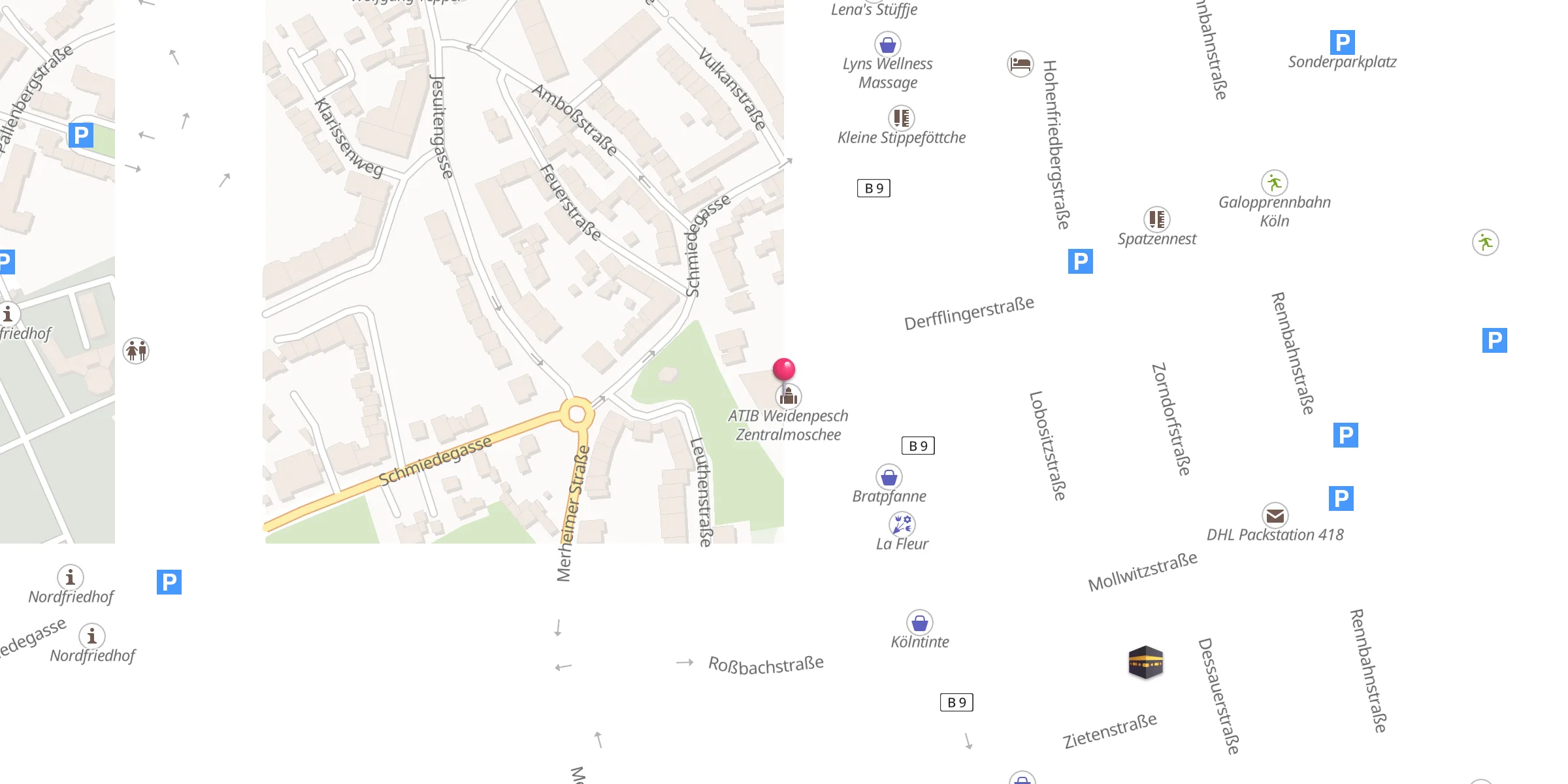 Carte de localisation : ATIB Weidenpesch Zentralmoschee