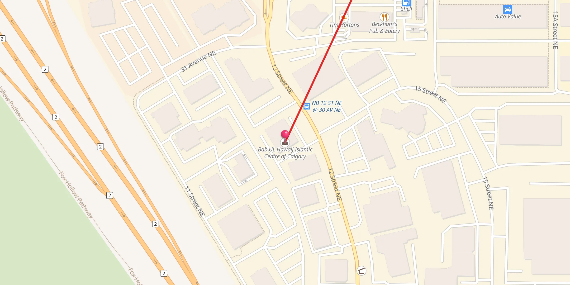 Carte de localisation : Bab UL Hawaij Islamic Centre of Calgary