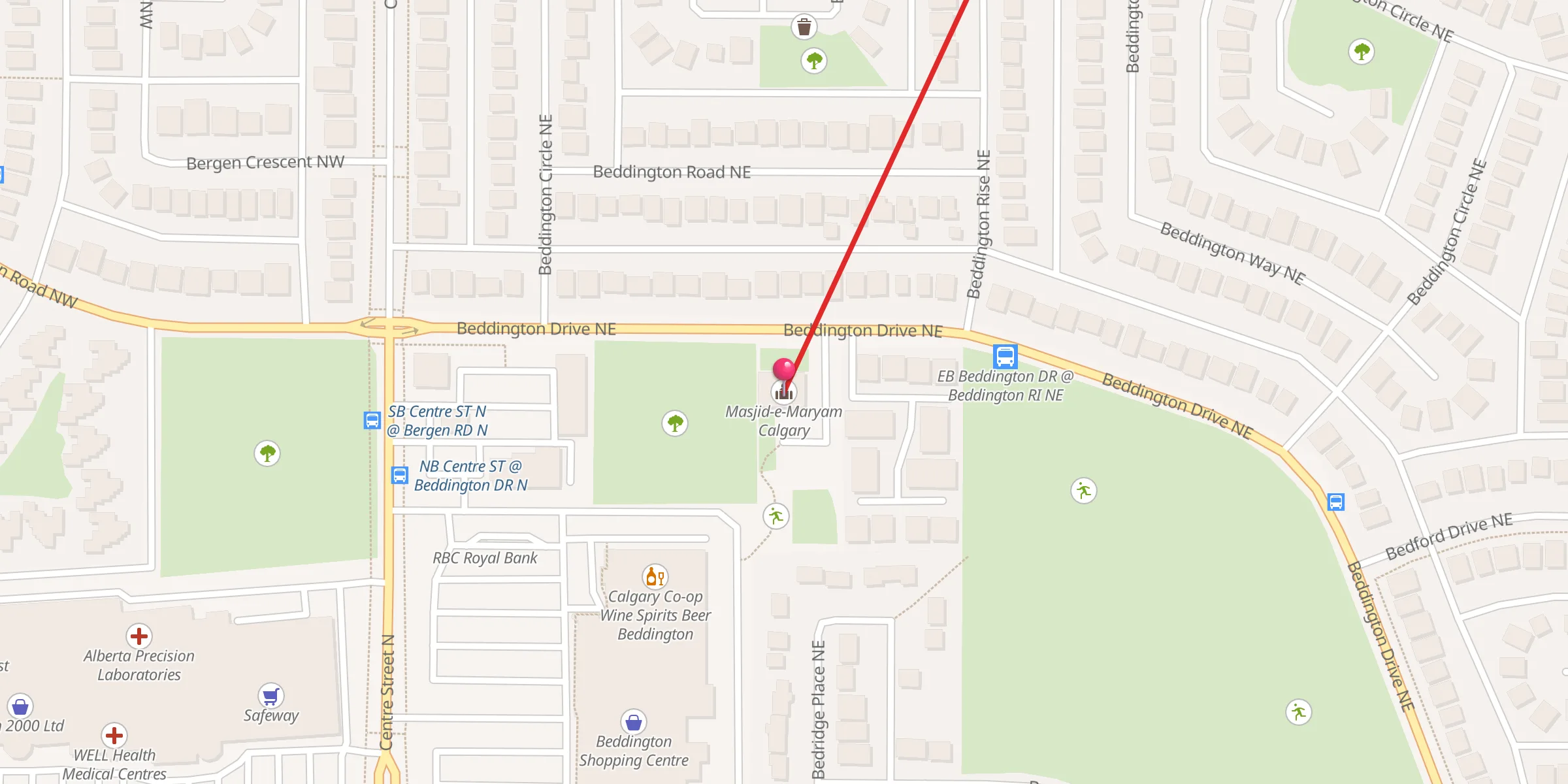 Carte de localisation : Masjid-e-Maryam Calgary