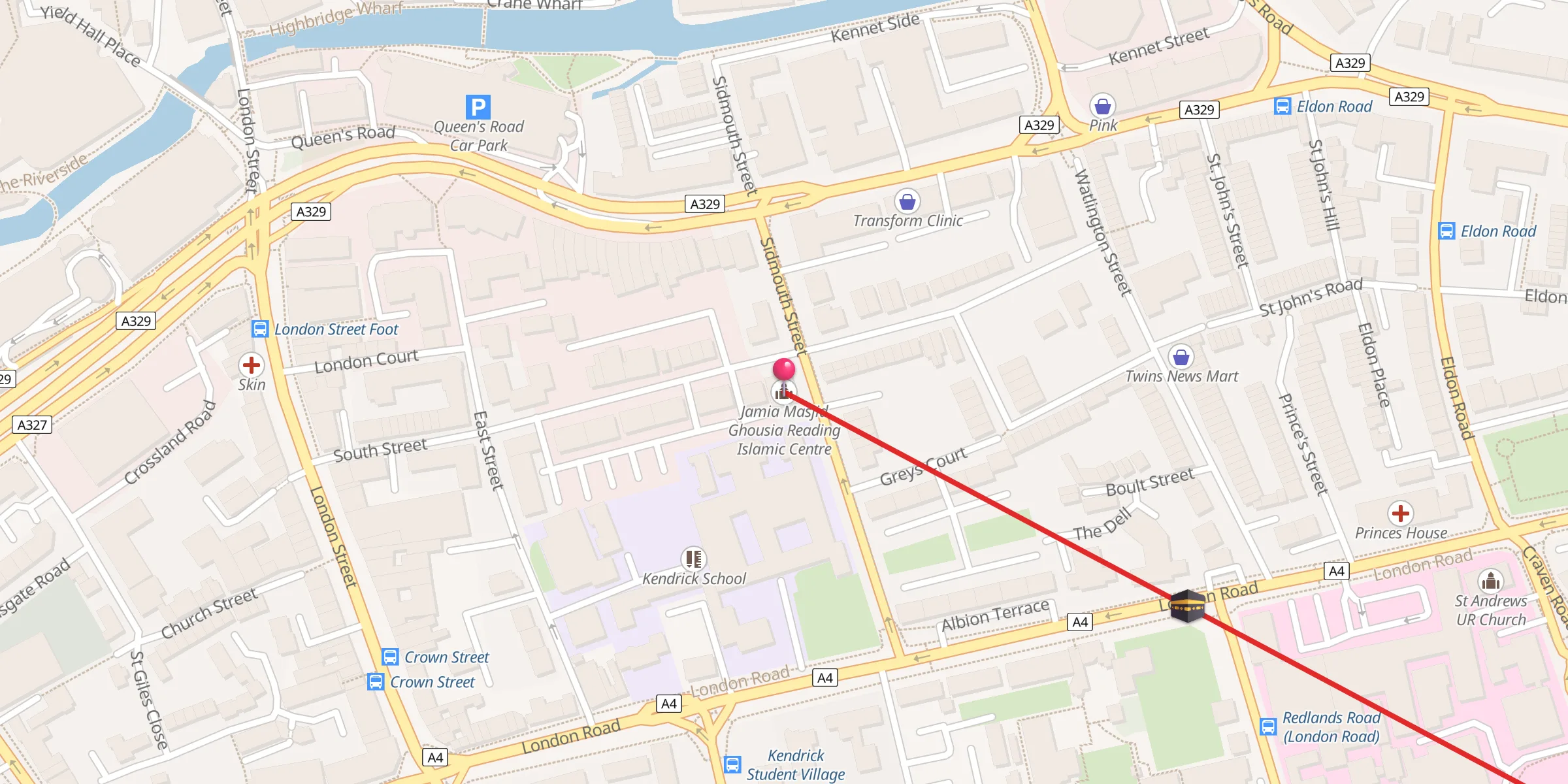Carte de localisation : Jamia Masjid Ghousia Reading Islamic Centre