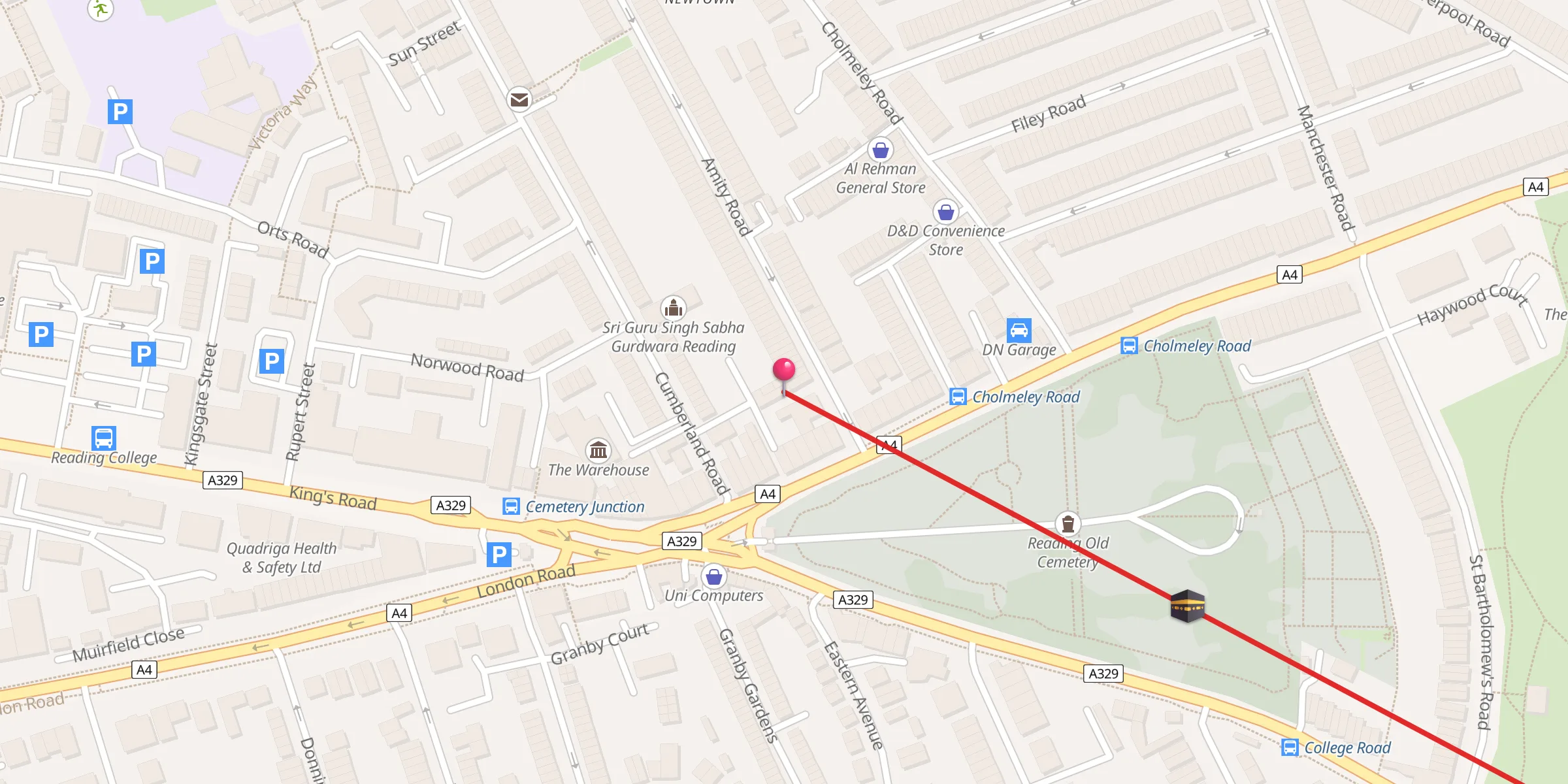 Carte de localisation : Reading Islamic Centre